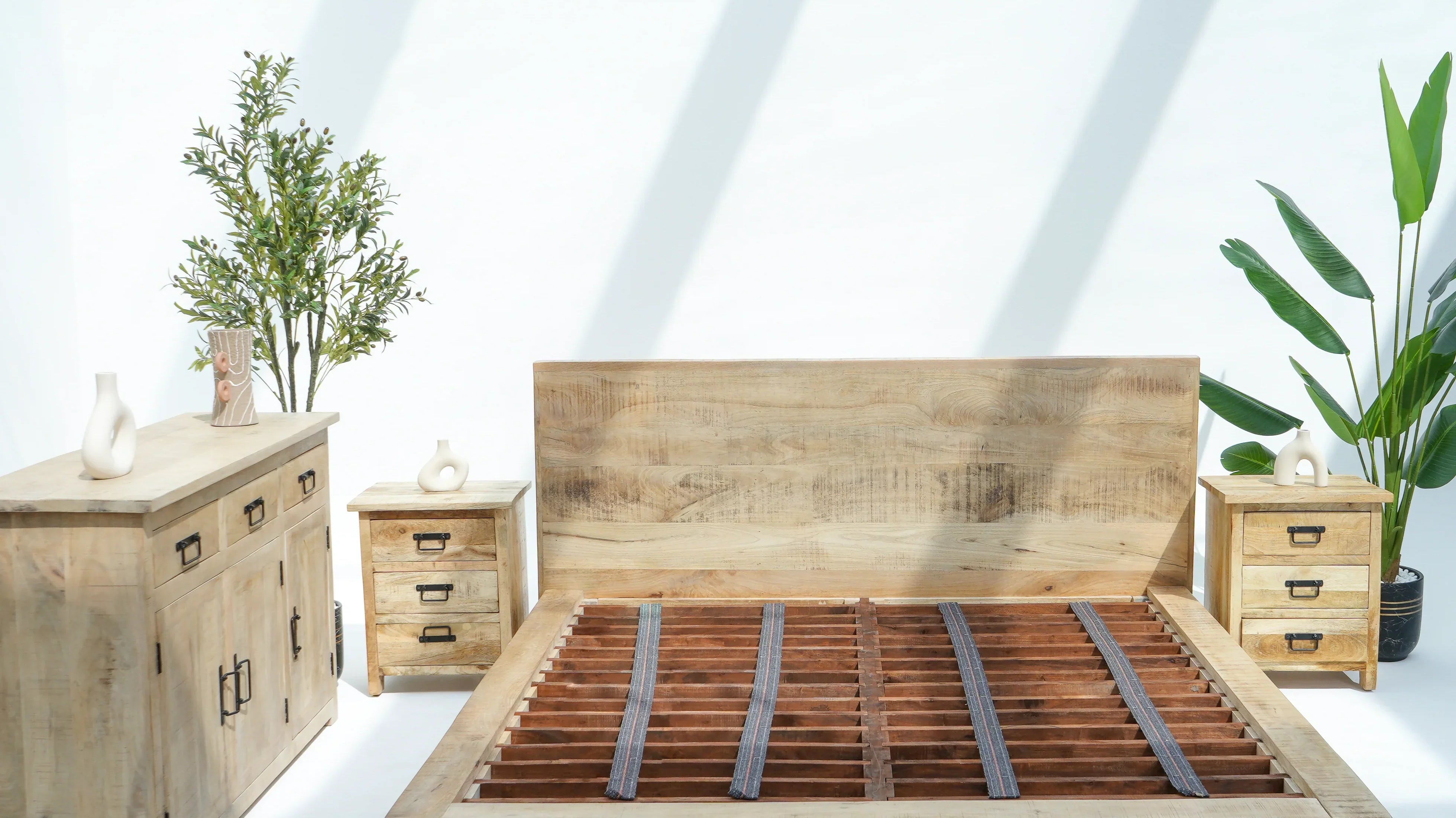 Low height wooden bed