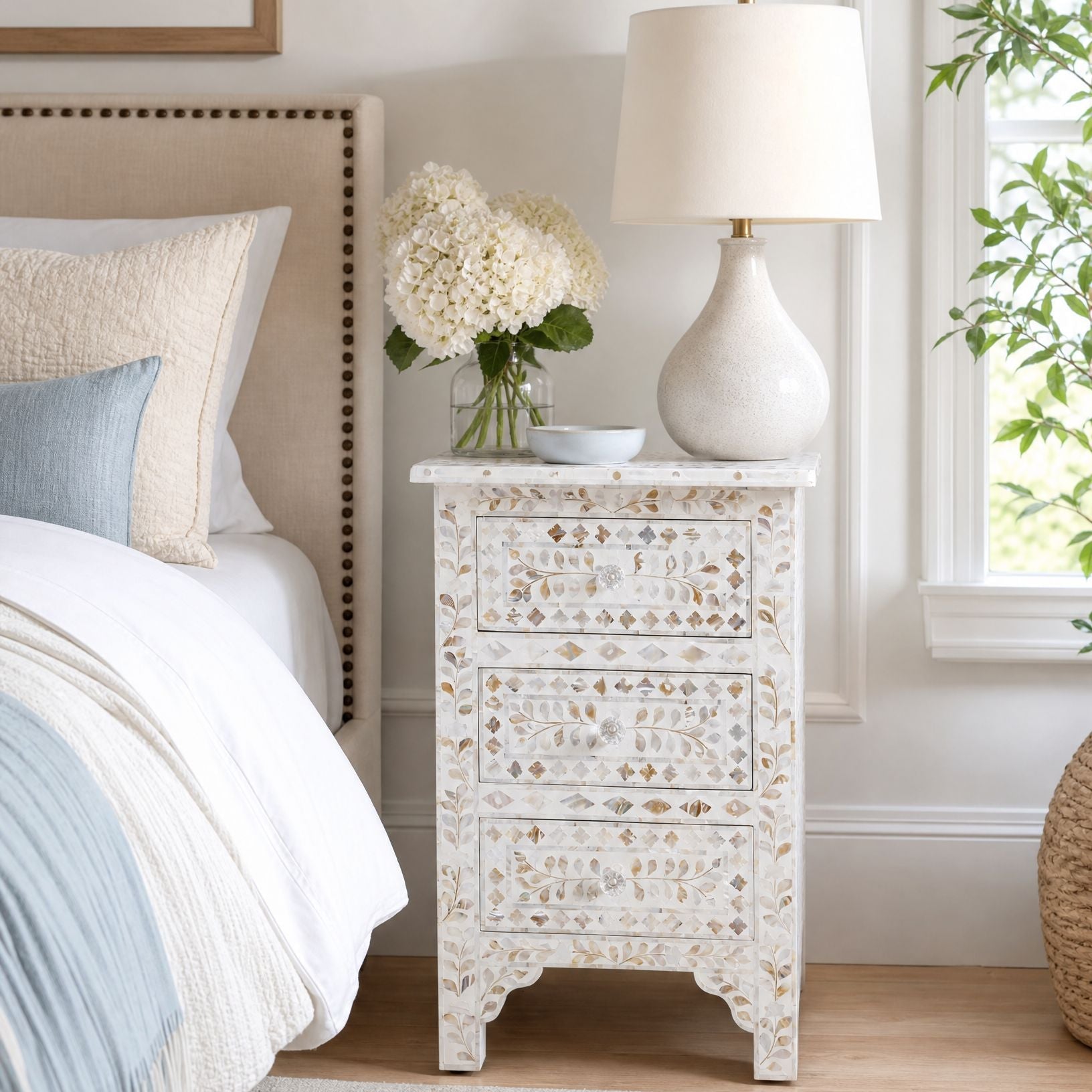 Mother of Pearl Bed Side Table - Art and craft furniture