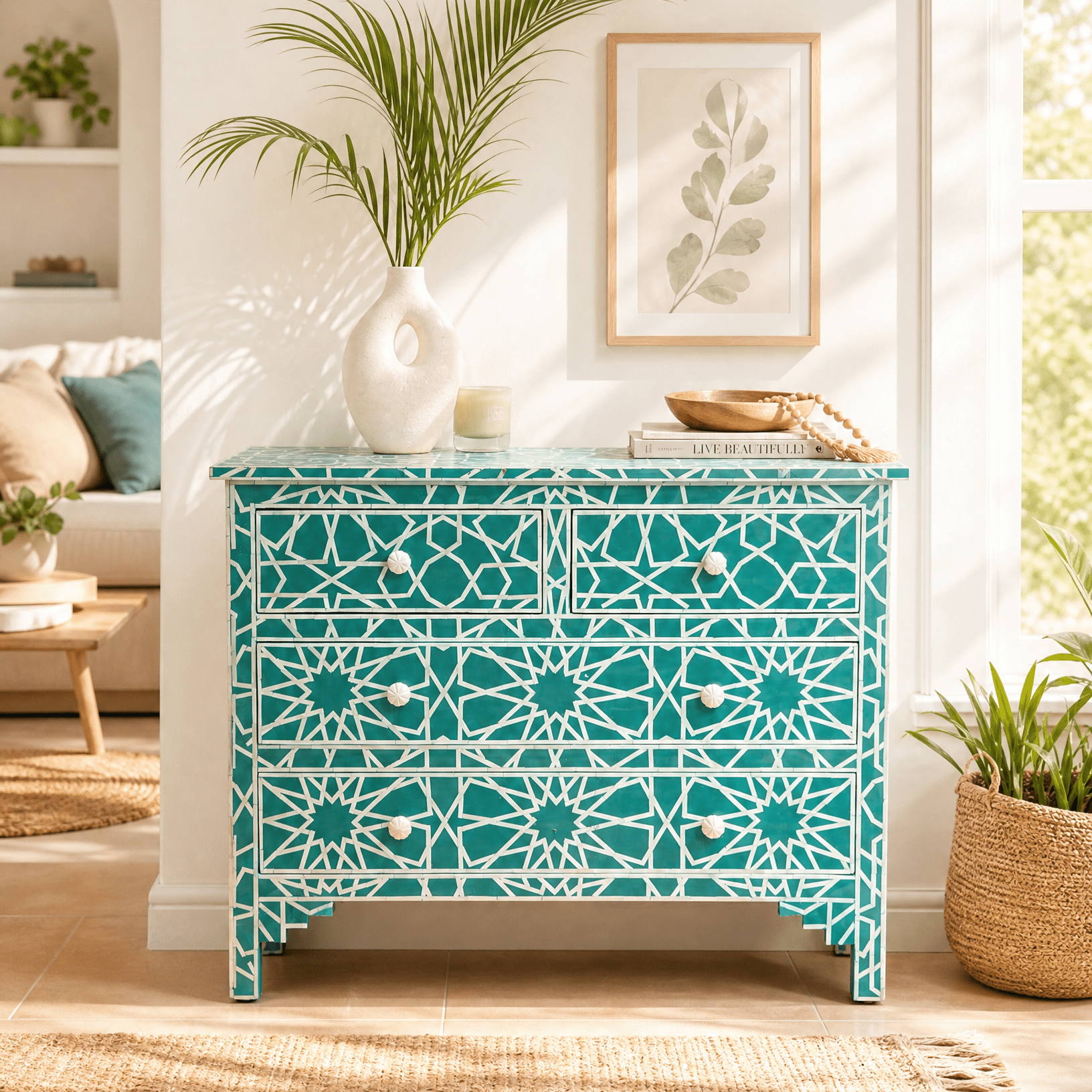 Mother Of Pearl Drawer Chest - Art and craft furniture