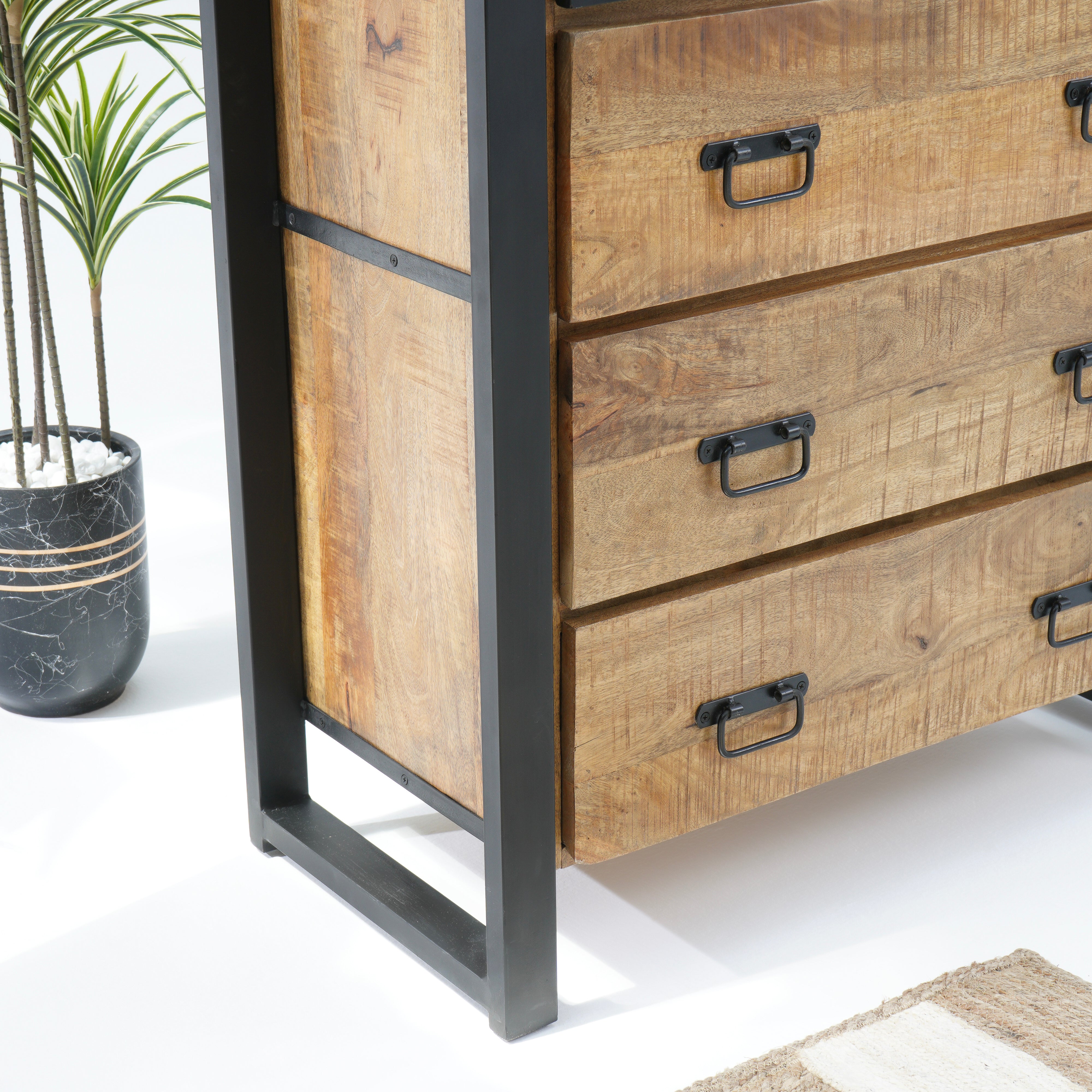 Mango Envy Industrial eight drawer chest of drawer