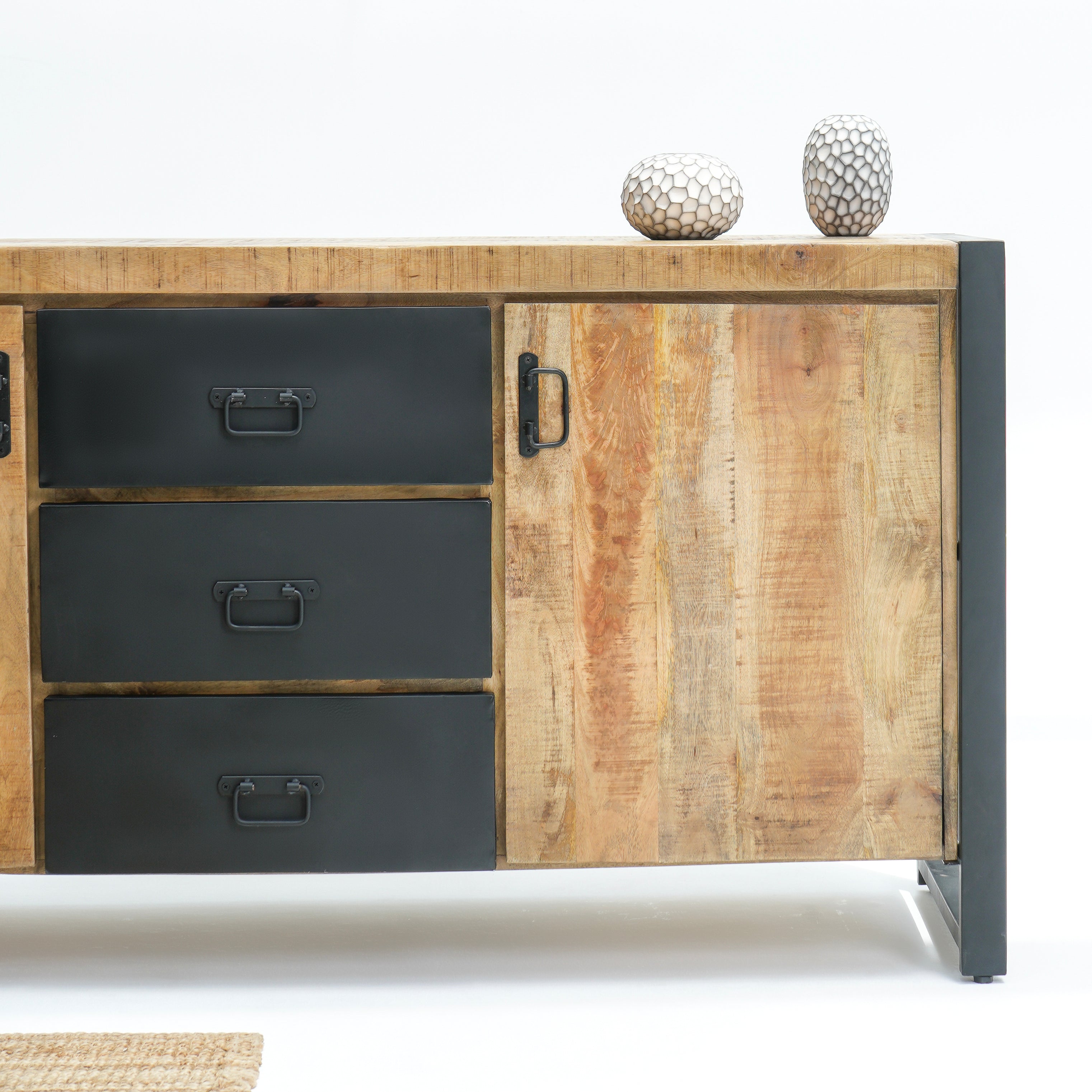Oslo two door three drawer industrial sideboard