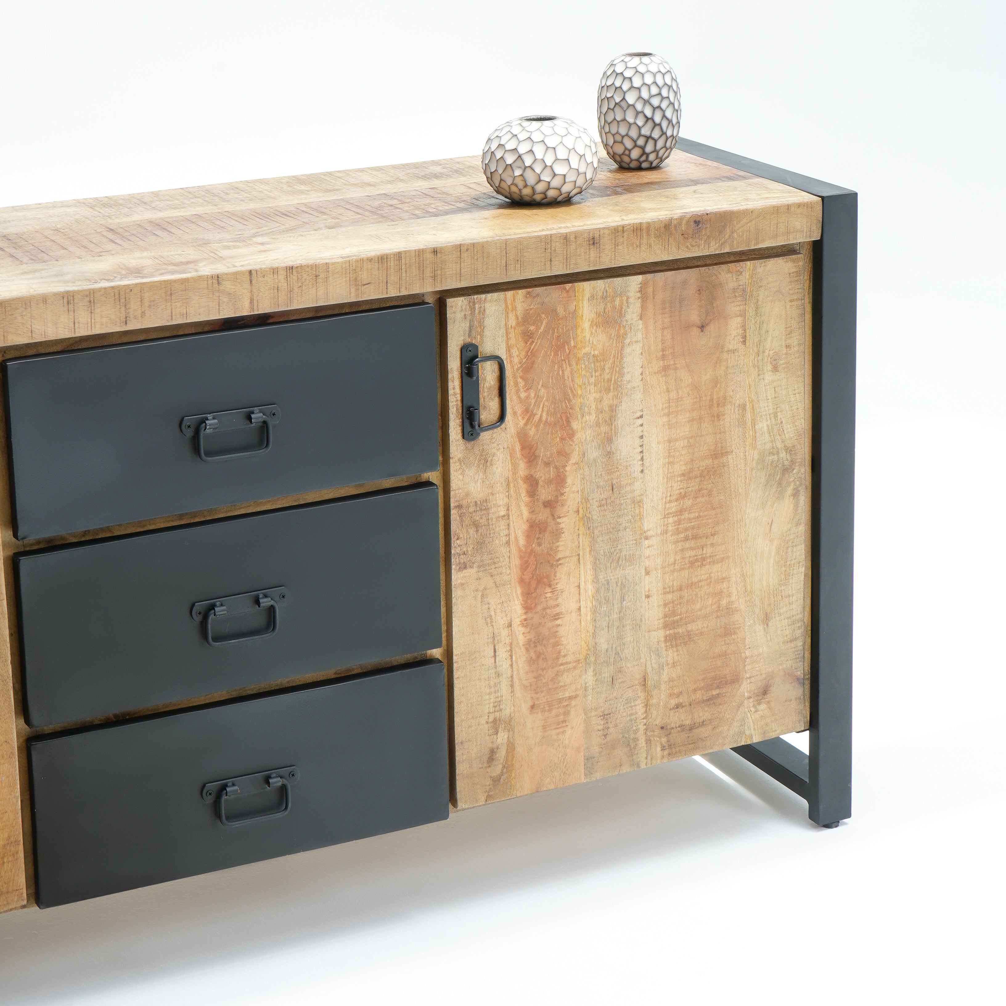 Oslo two door three drawer industrial sideboard