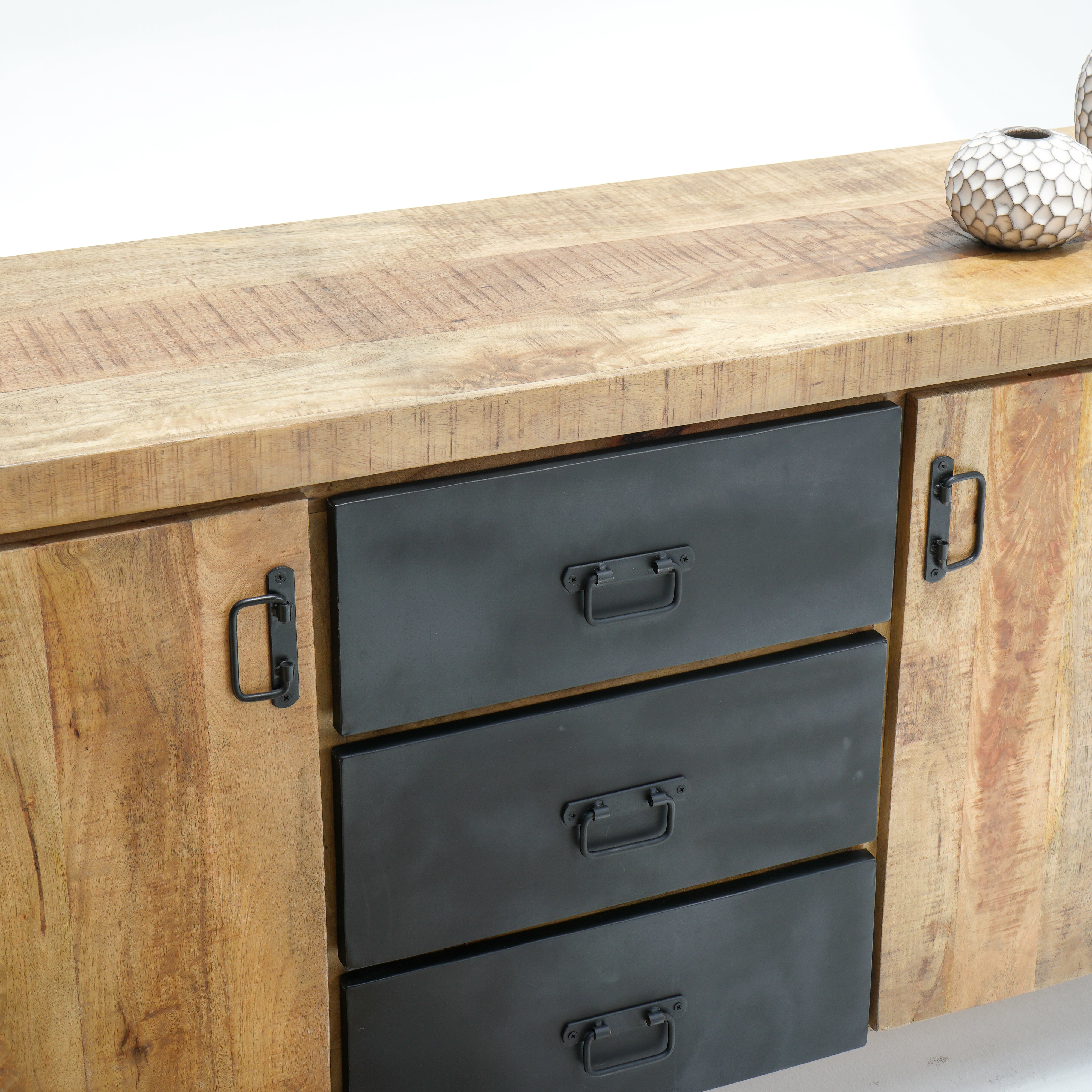 Oslo two door three drawer industrial sideboard