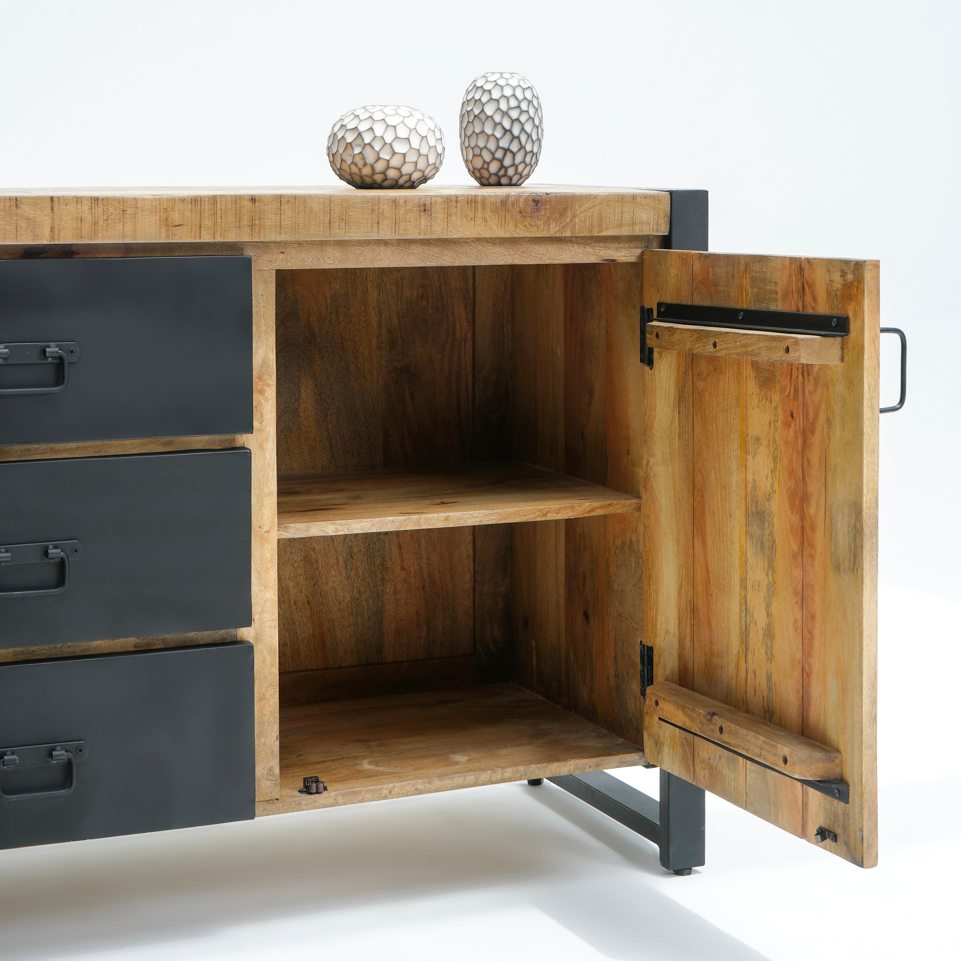 Oslo two door three drawer industrial sideboard