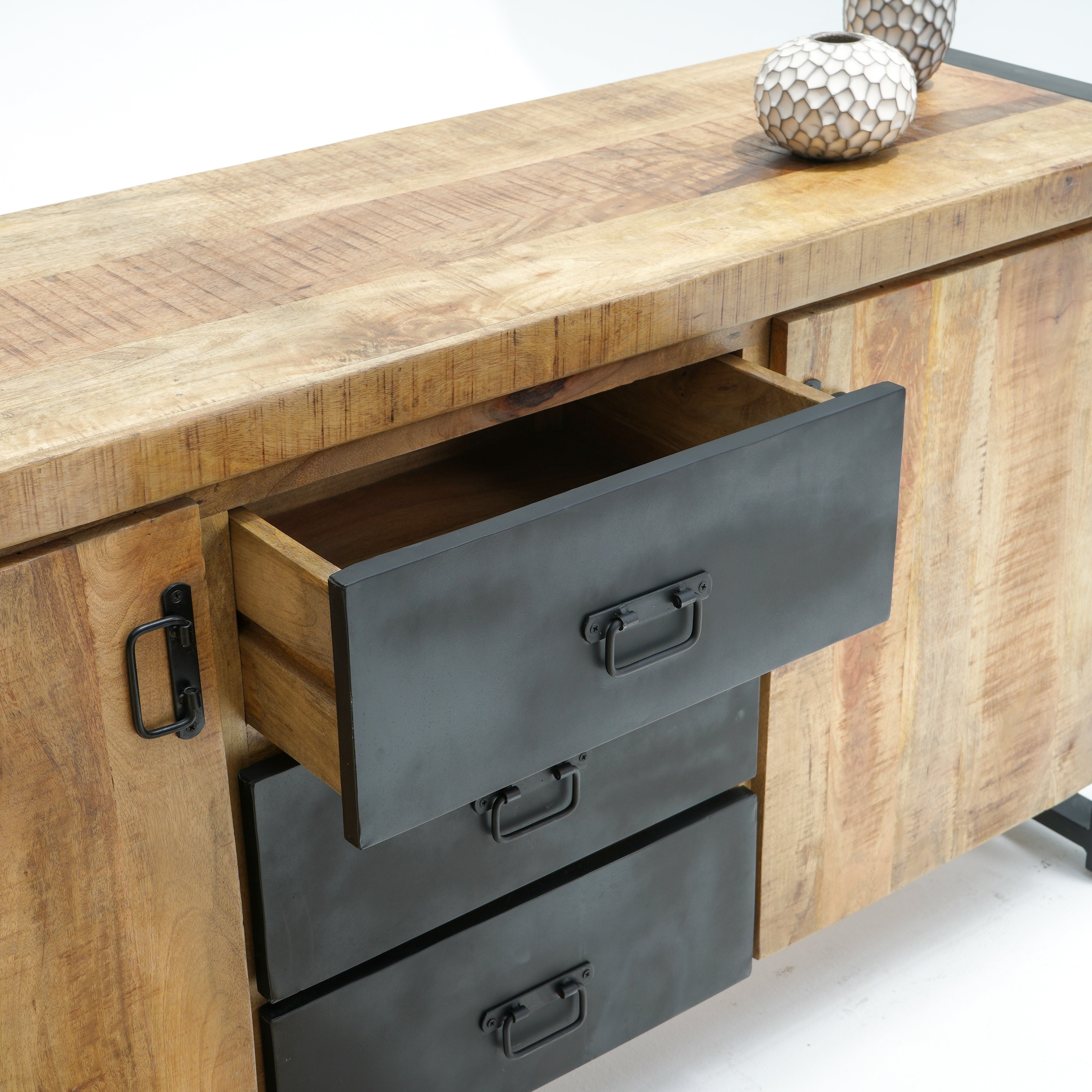Oslo two door three drawer industrial sideboard