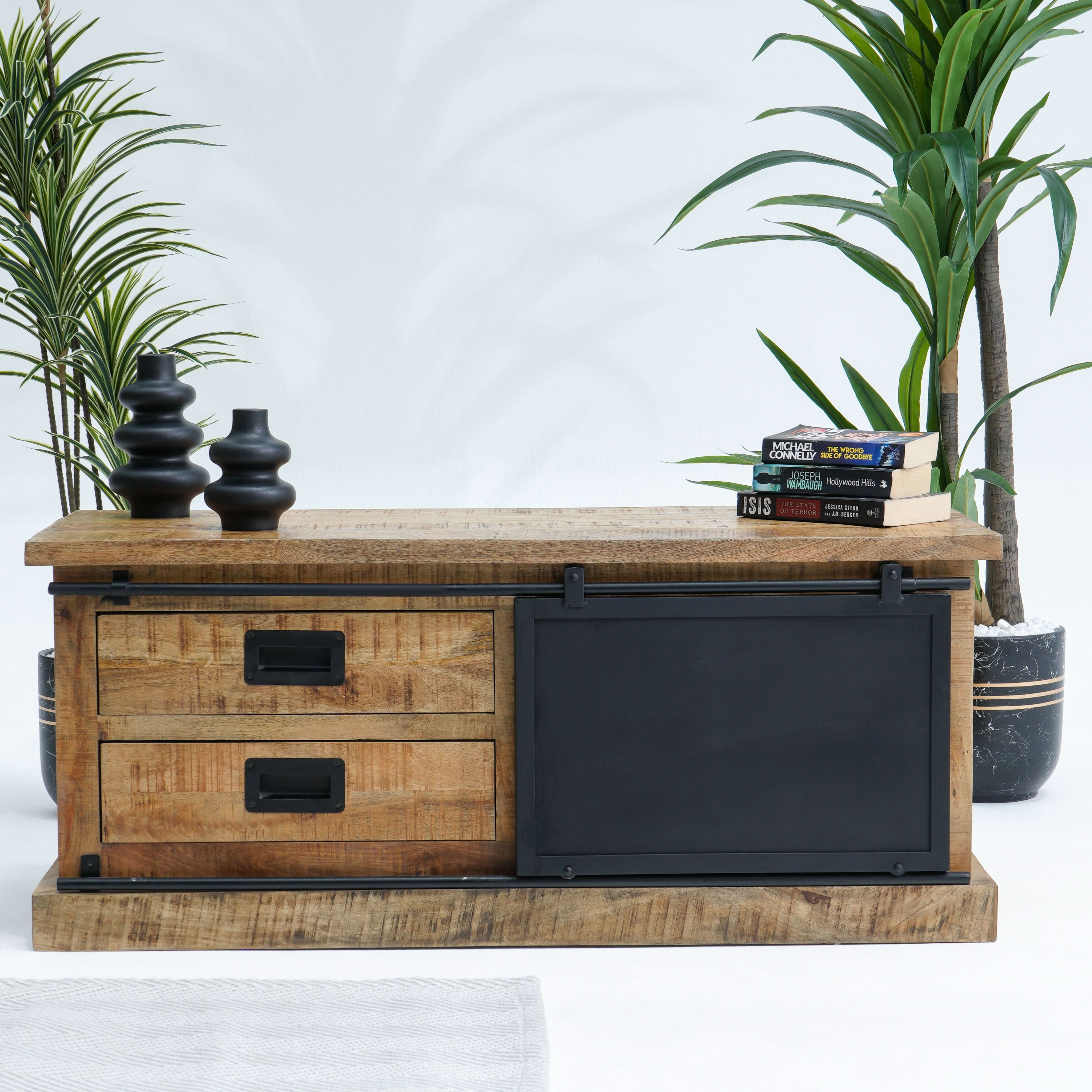 RAWDEN TWO DRAWER ONE DOOR TV STAND - Art and craft furniture