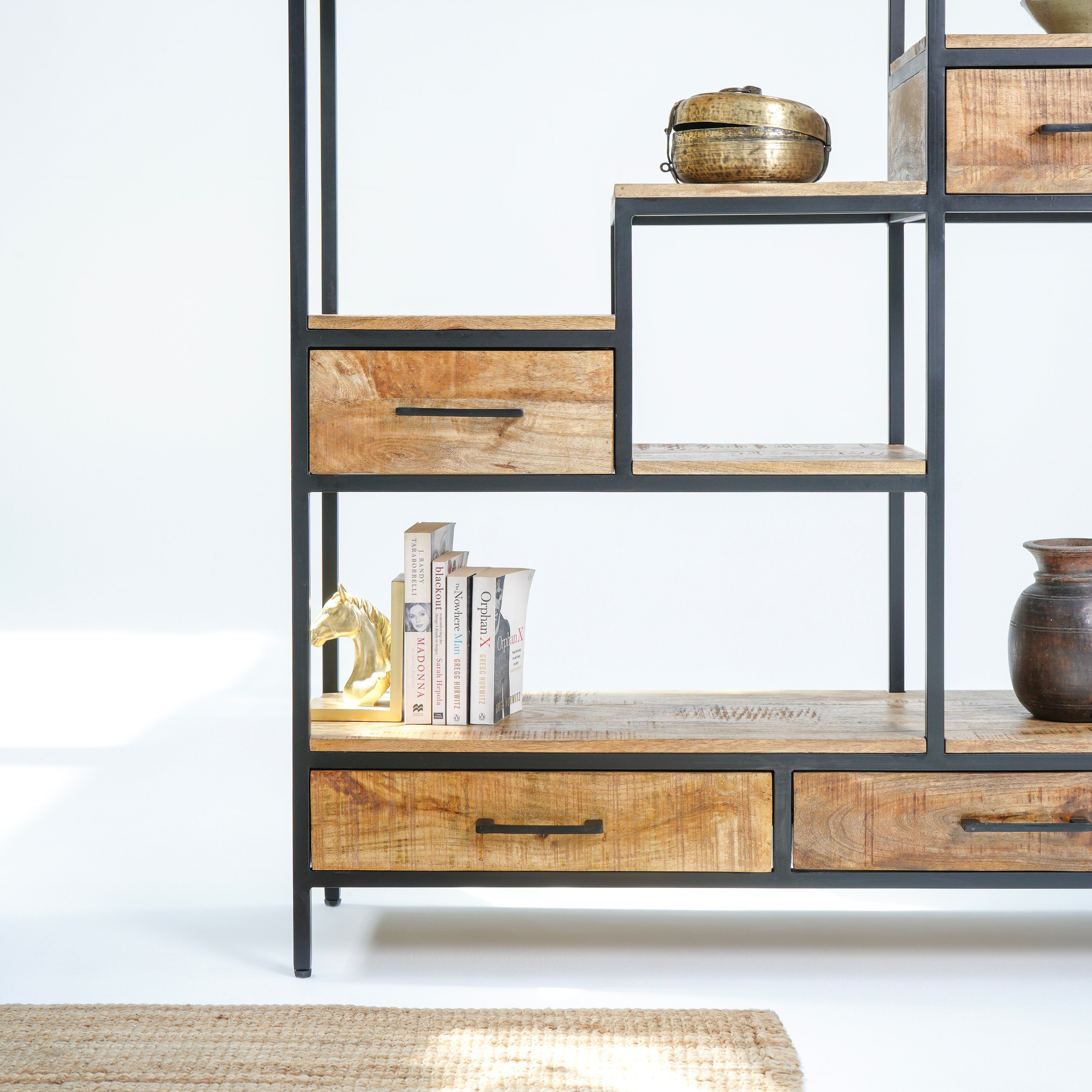 Industrial Four-Drawer Bookshelf
