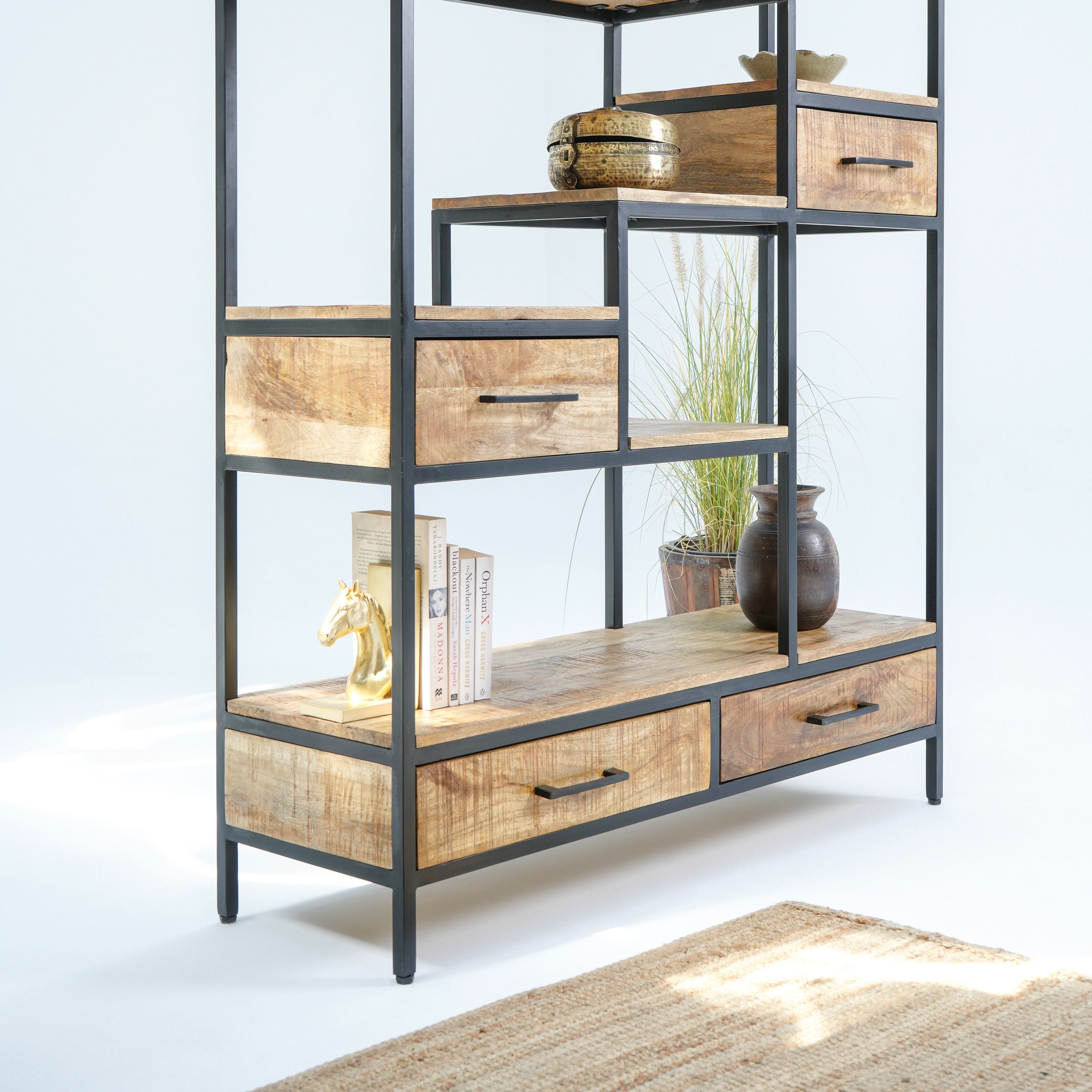 INDUSTRIAL FOUR-DRAWER BOOKSHELF - Art and craft furniture