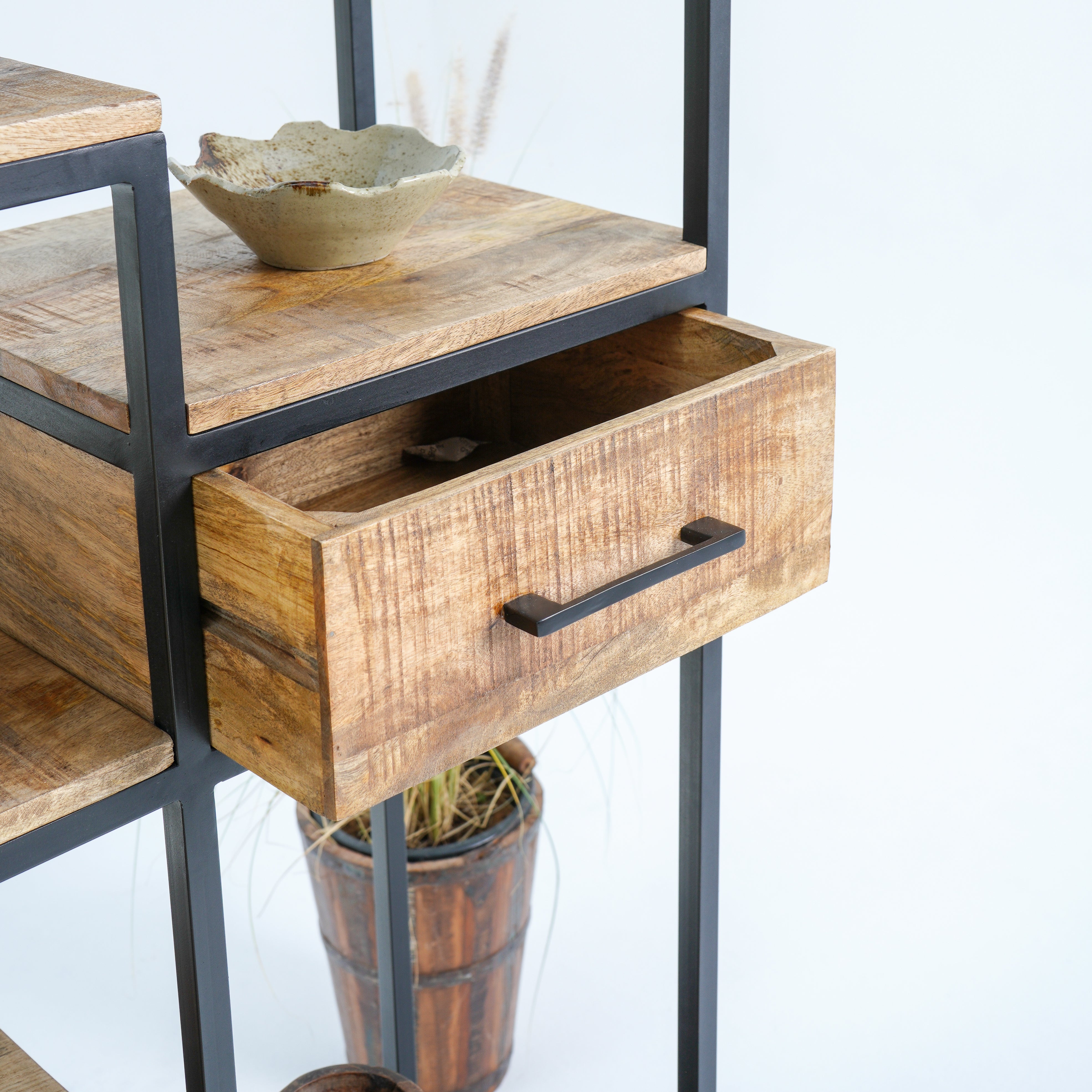 Industrial Four-Drawer Bookshelf