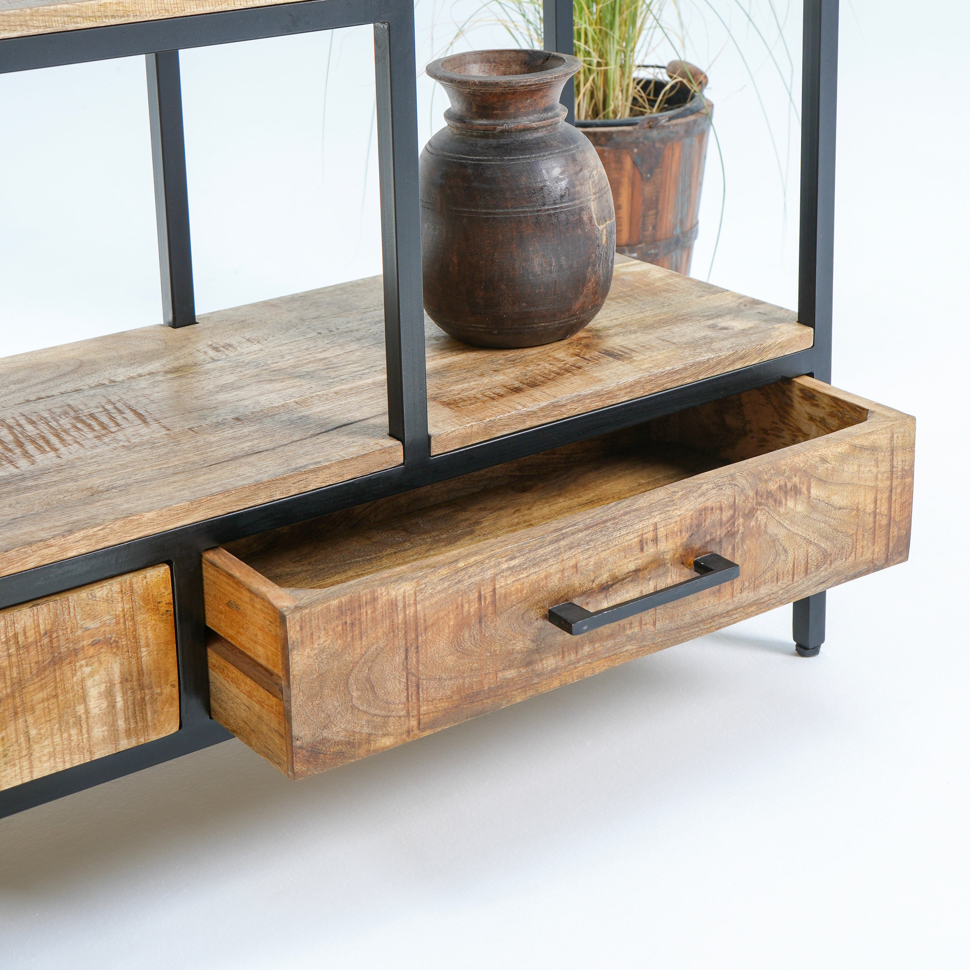 Industrial Four-Drawer Bookshelf