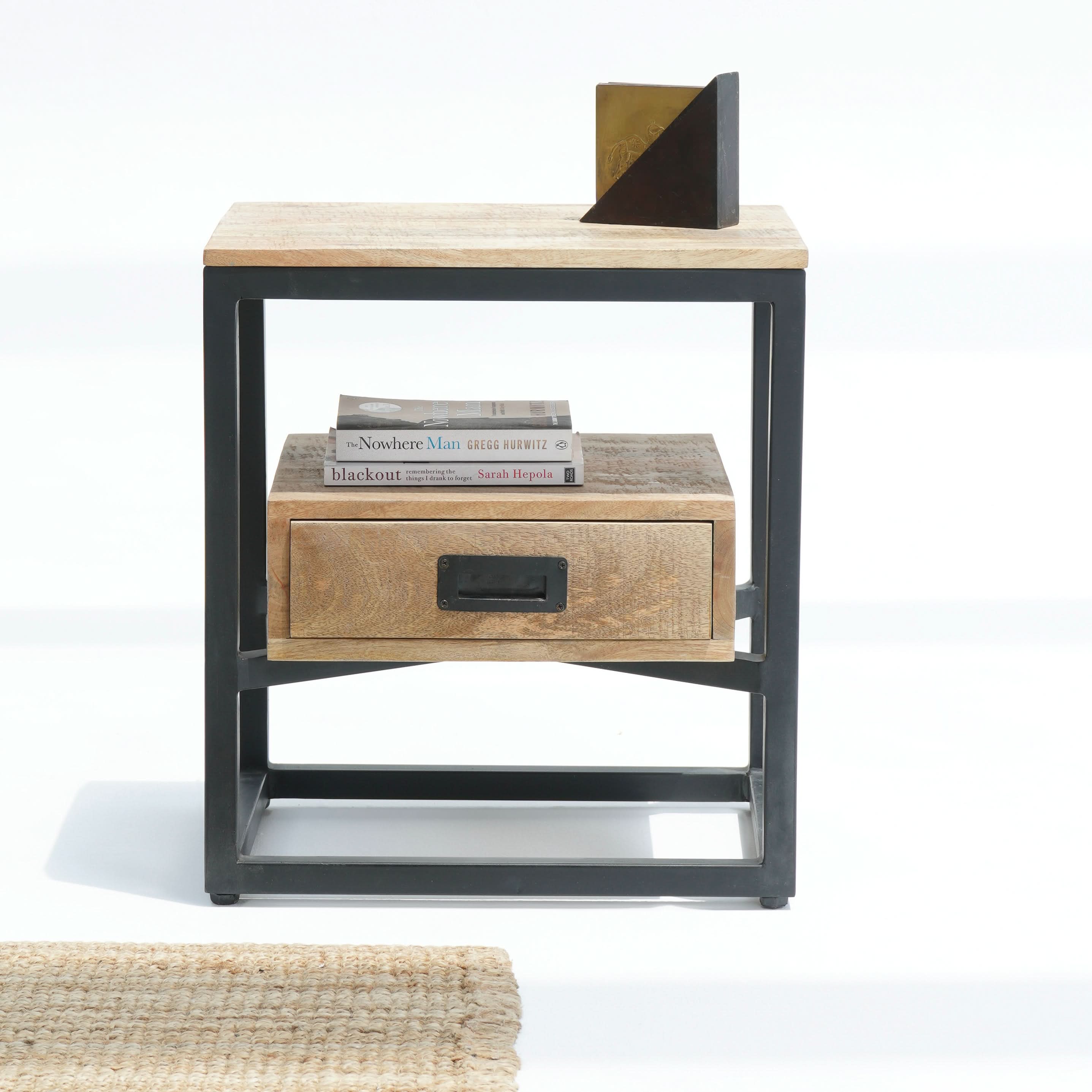 BERLIN LOFT WOODEN ONE DRAWER NIGHTSTAND TABLE - Art and craft furniture