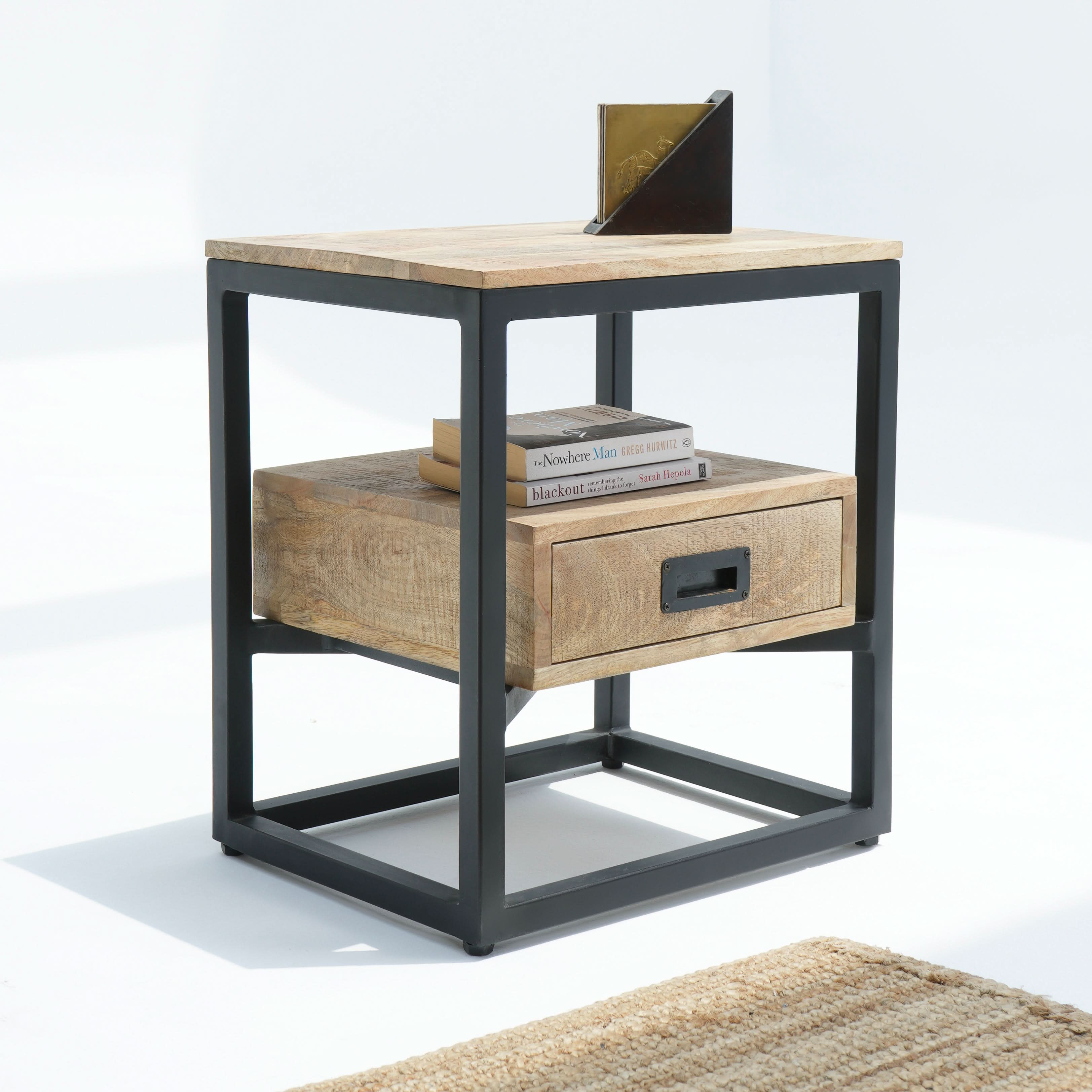 BERLIN LOFT WOODEN ONE DRAWER NIGHTSTAND TABLE - Art and craft furniture