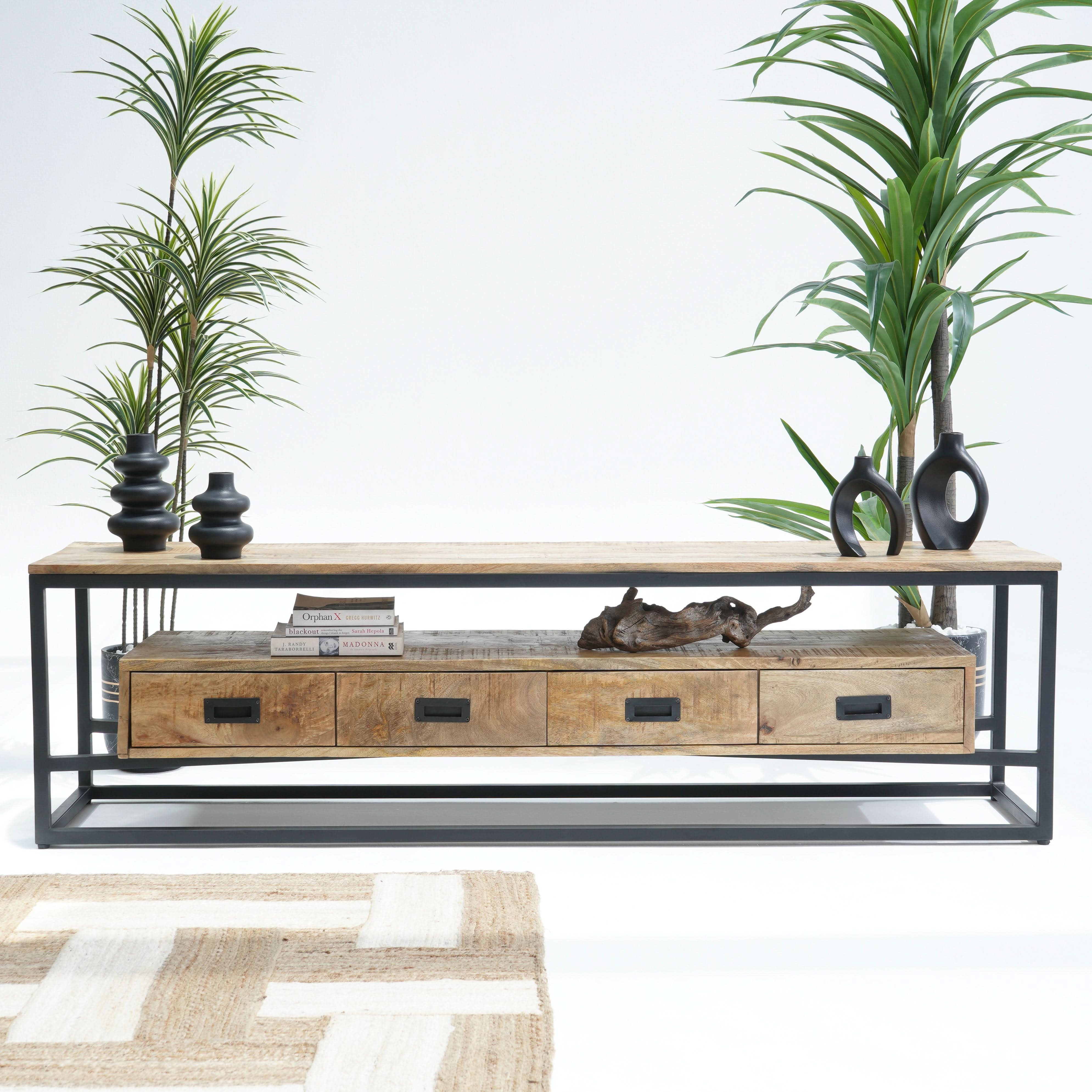 BERLIN LOFT WOODEN FOUR DRAWER TV STAND - Art and craft furniture