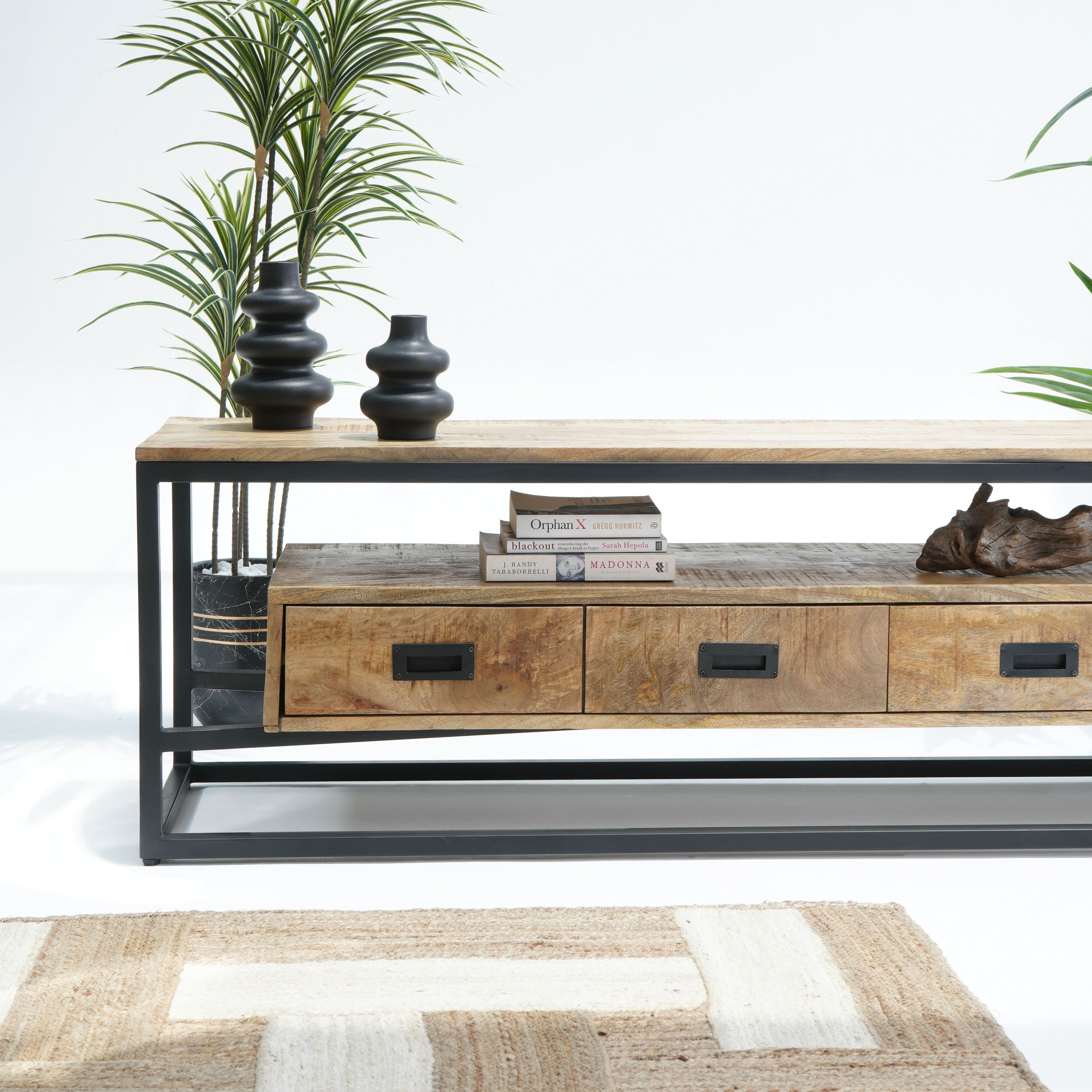 BERLIN LOFT WOODEN FOUR DRAWER TV STAND - Art and craft furniture