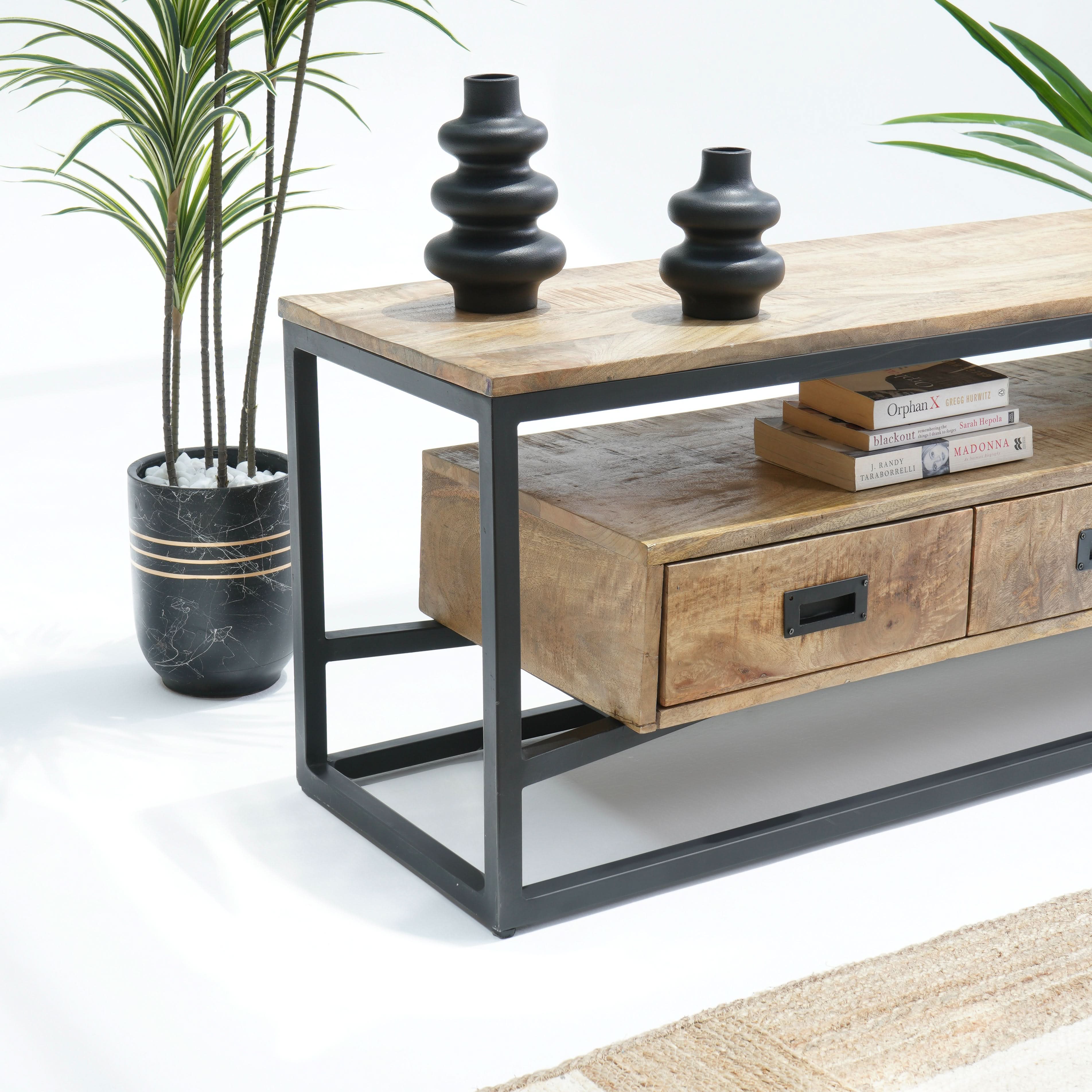 BERLIN LOFT WOODEN FOUR DRAWER TV STAND - Art and craft furniture