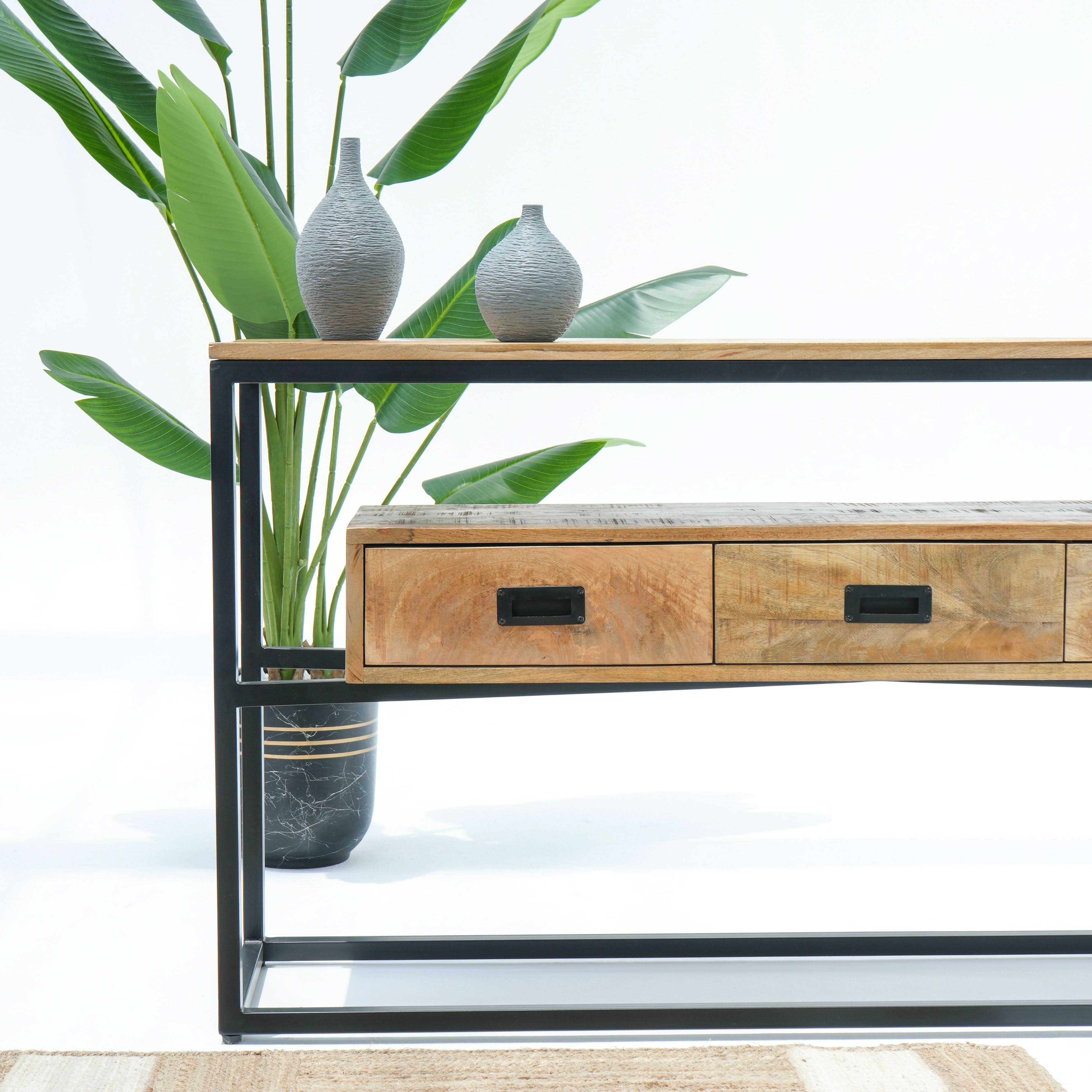 BERLIN LOFT INDUSTRIAL CONSOLE TABLE THREE DRAWER - Art and craft furniture