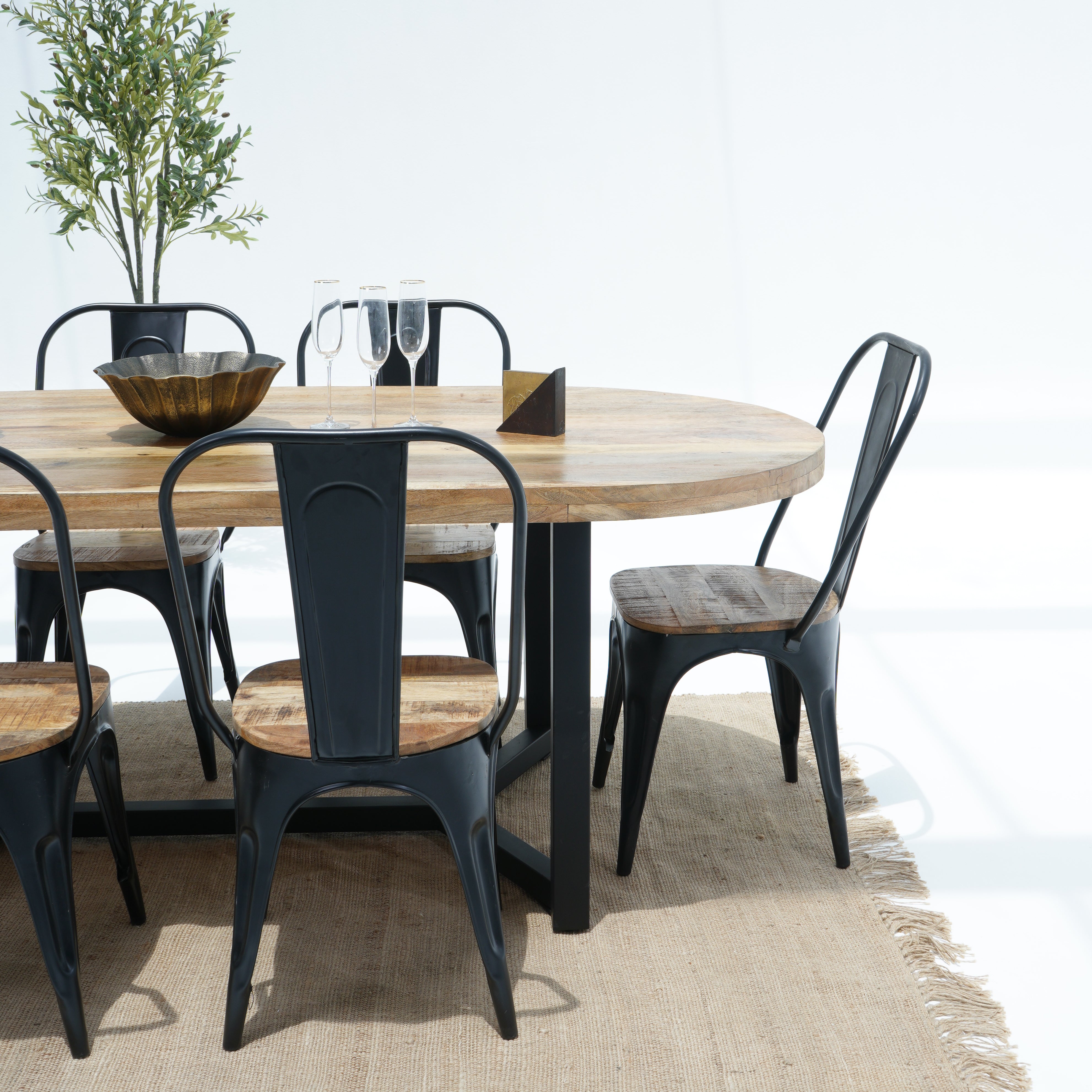 Venetian Charm Mango wood Top With Metal Legs Dining Table - Art and craft furniture