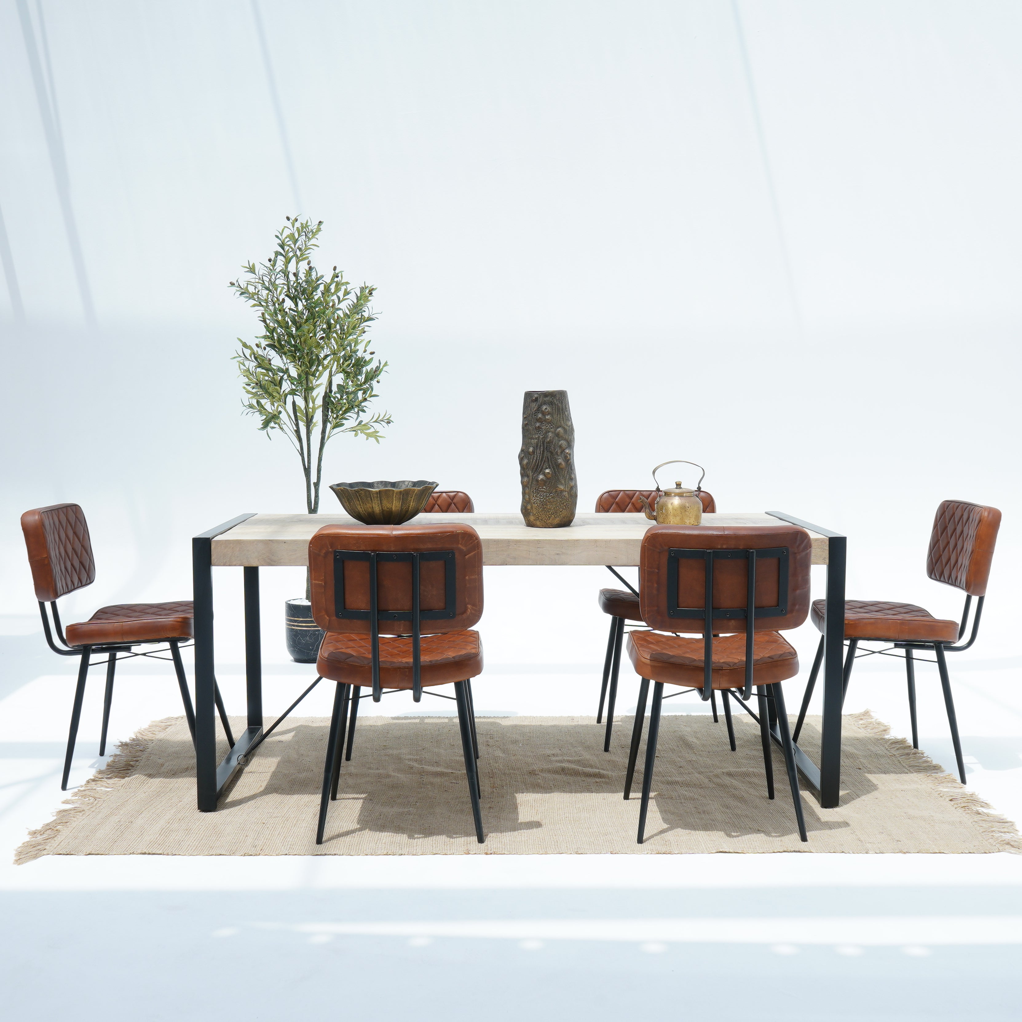 Berlin Beacon Rough top With Metal Legs Dining Table