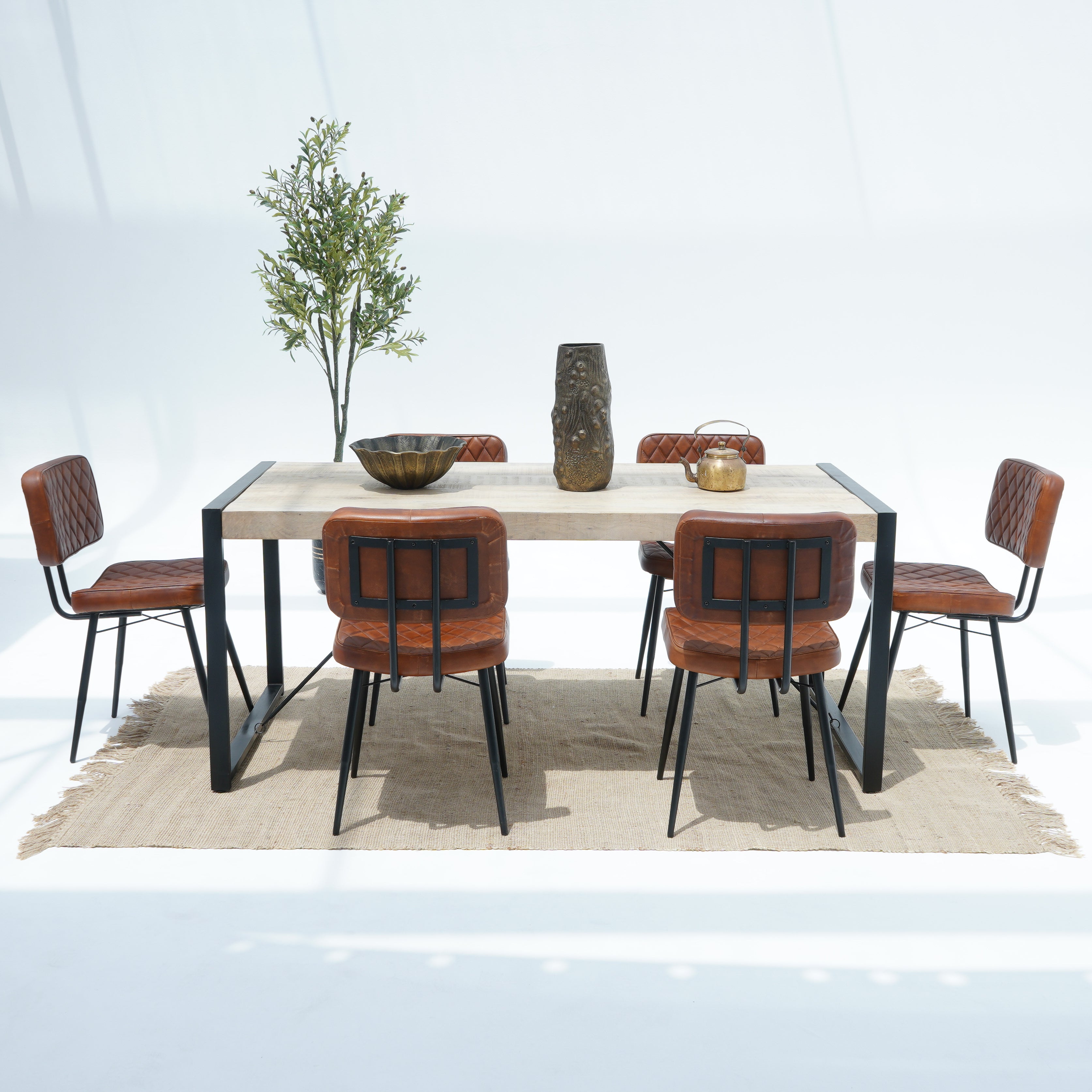 Berlin Beacon Rough top With Metal Legs Dining Table