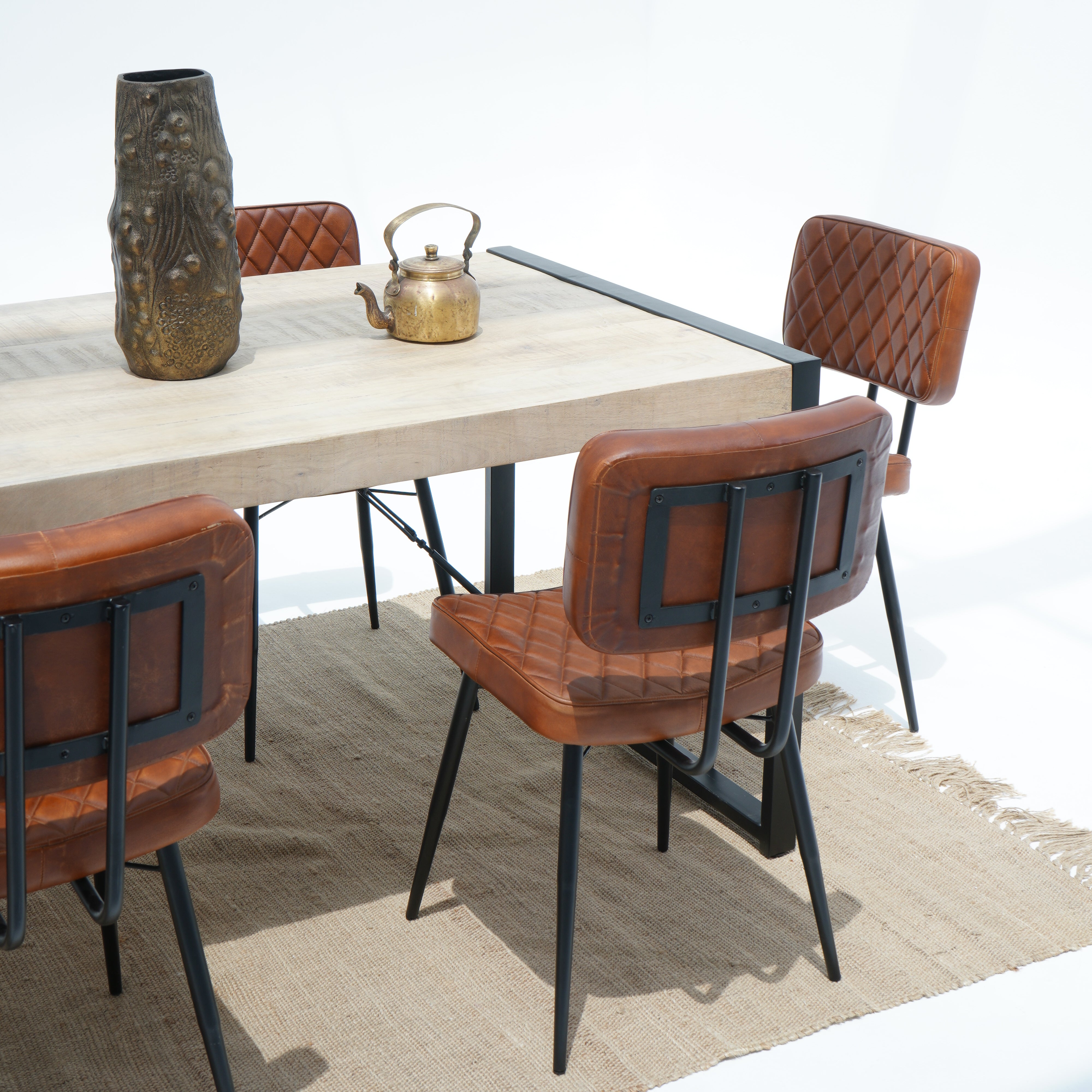 Berlin Beacon Rough top With Metal Legs Dining Table