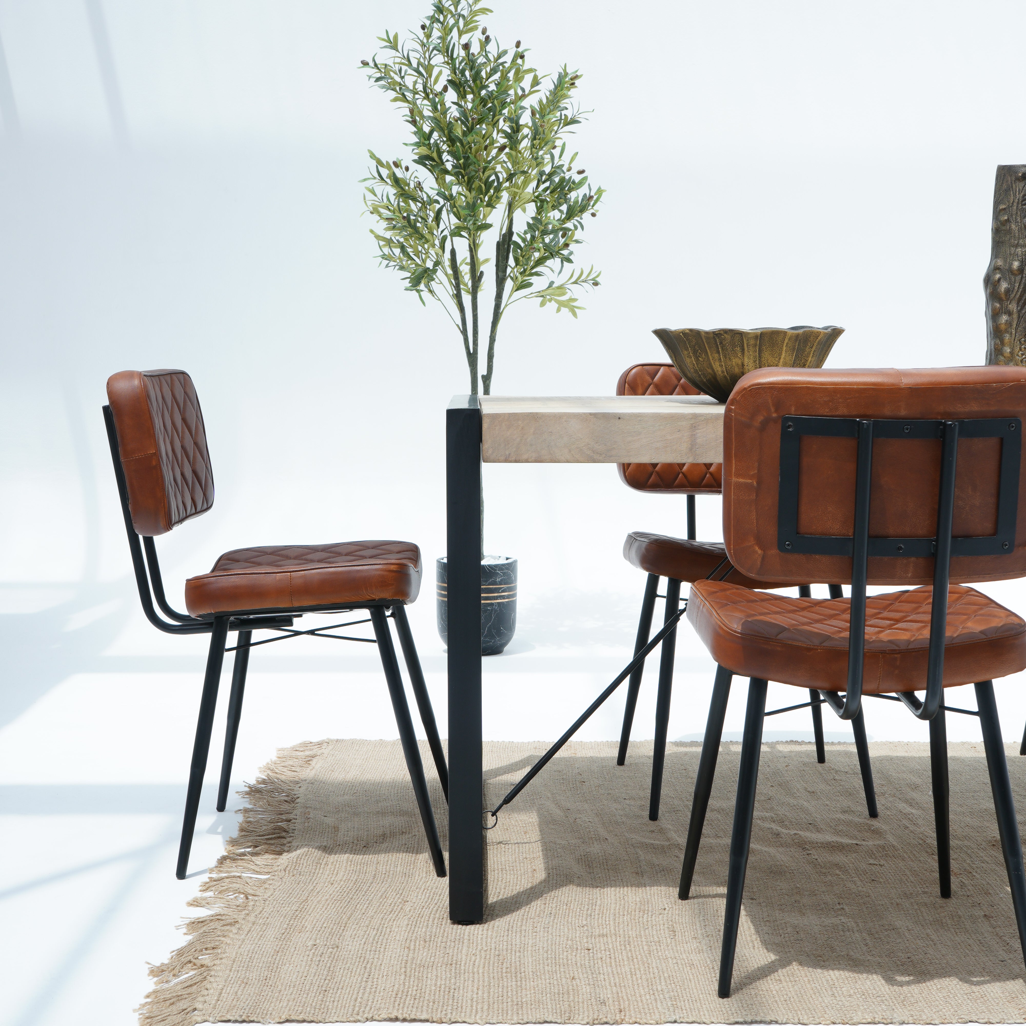 Berlin Beacon Rough top With Metal Legs Dining Table