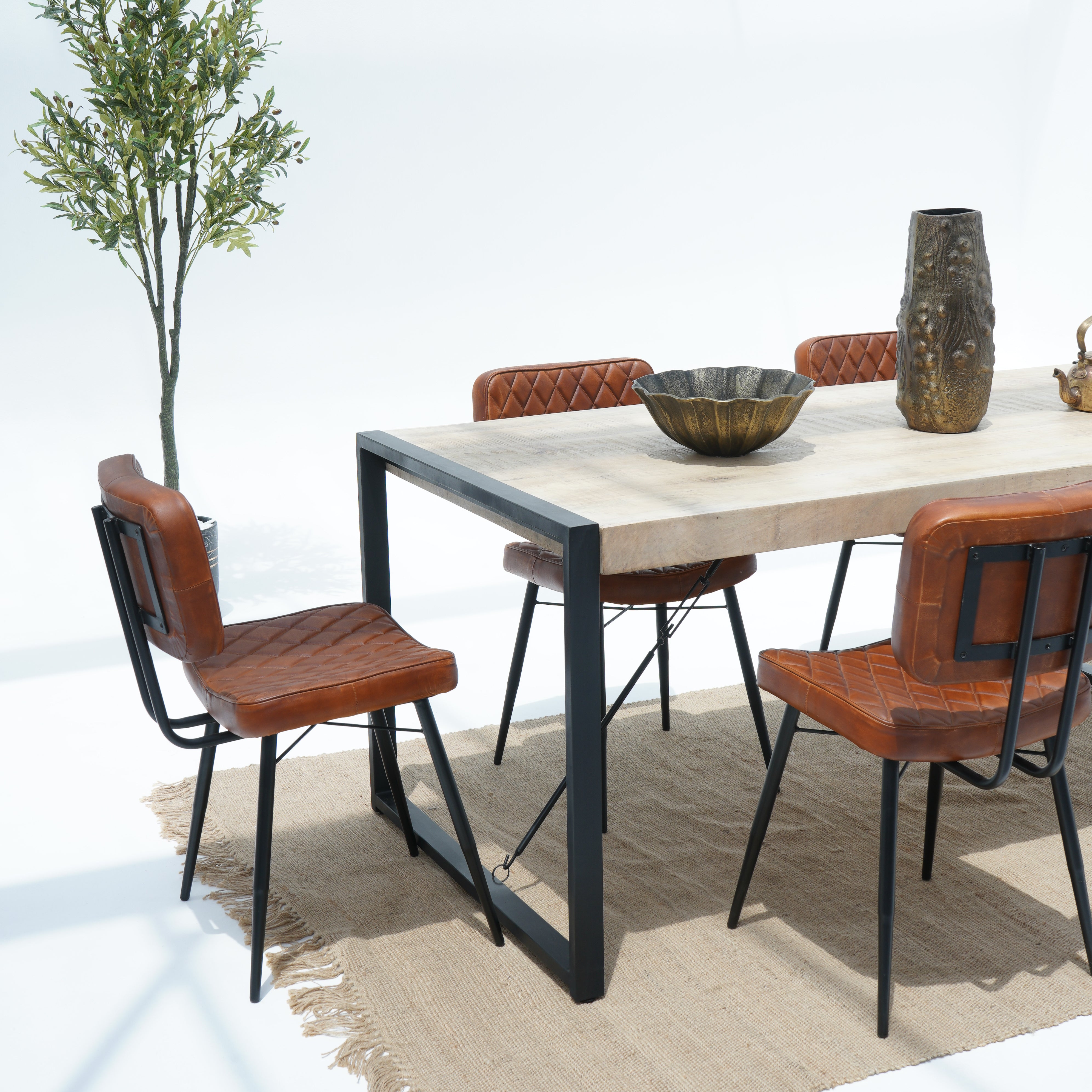 Berlin Beacon Rough top With Metal Legs Dining Table