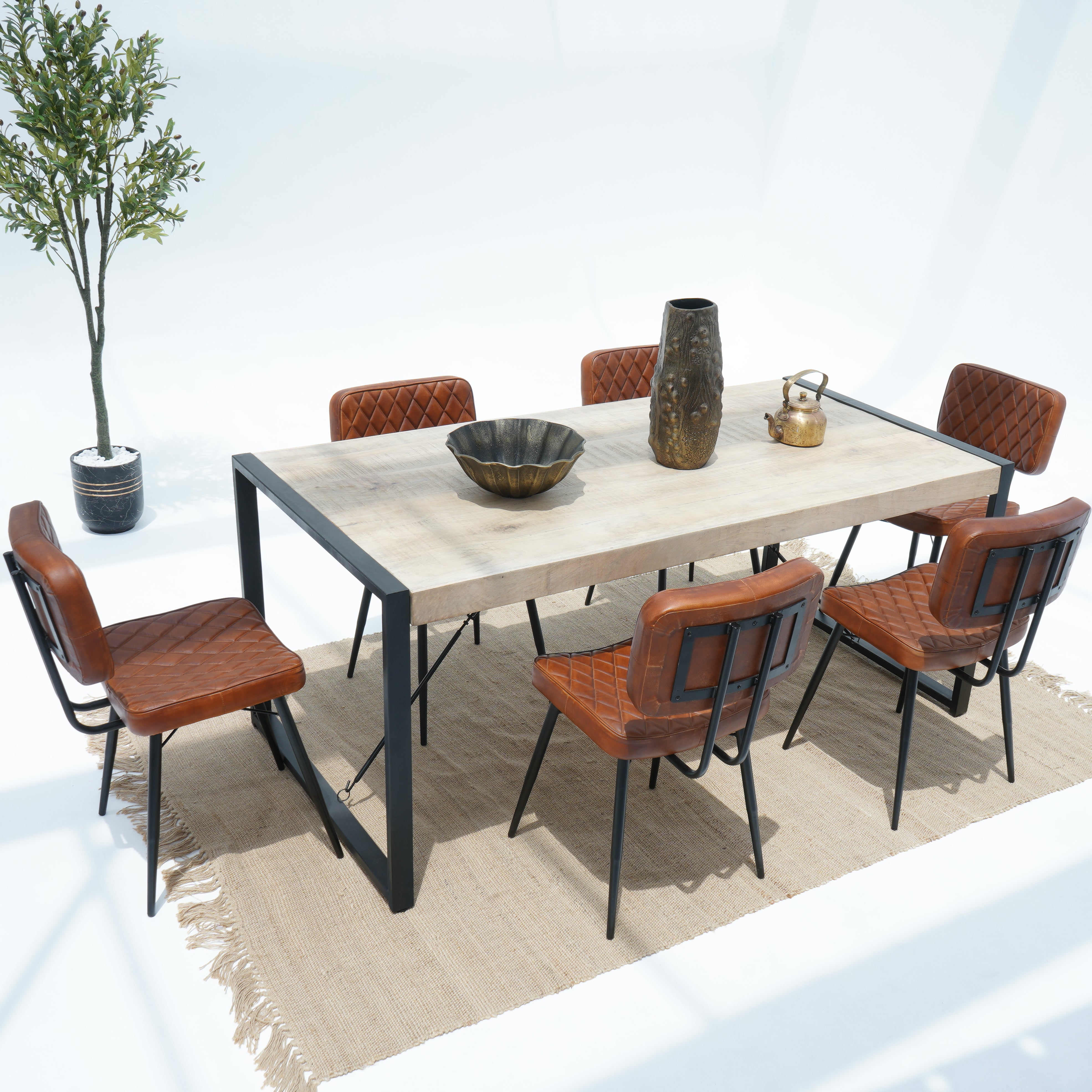 Berlin Beacon Rough top With Metal Legs Dining Table
