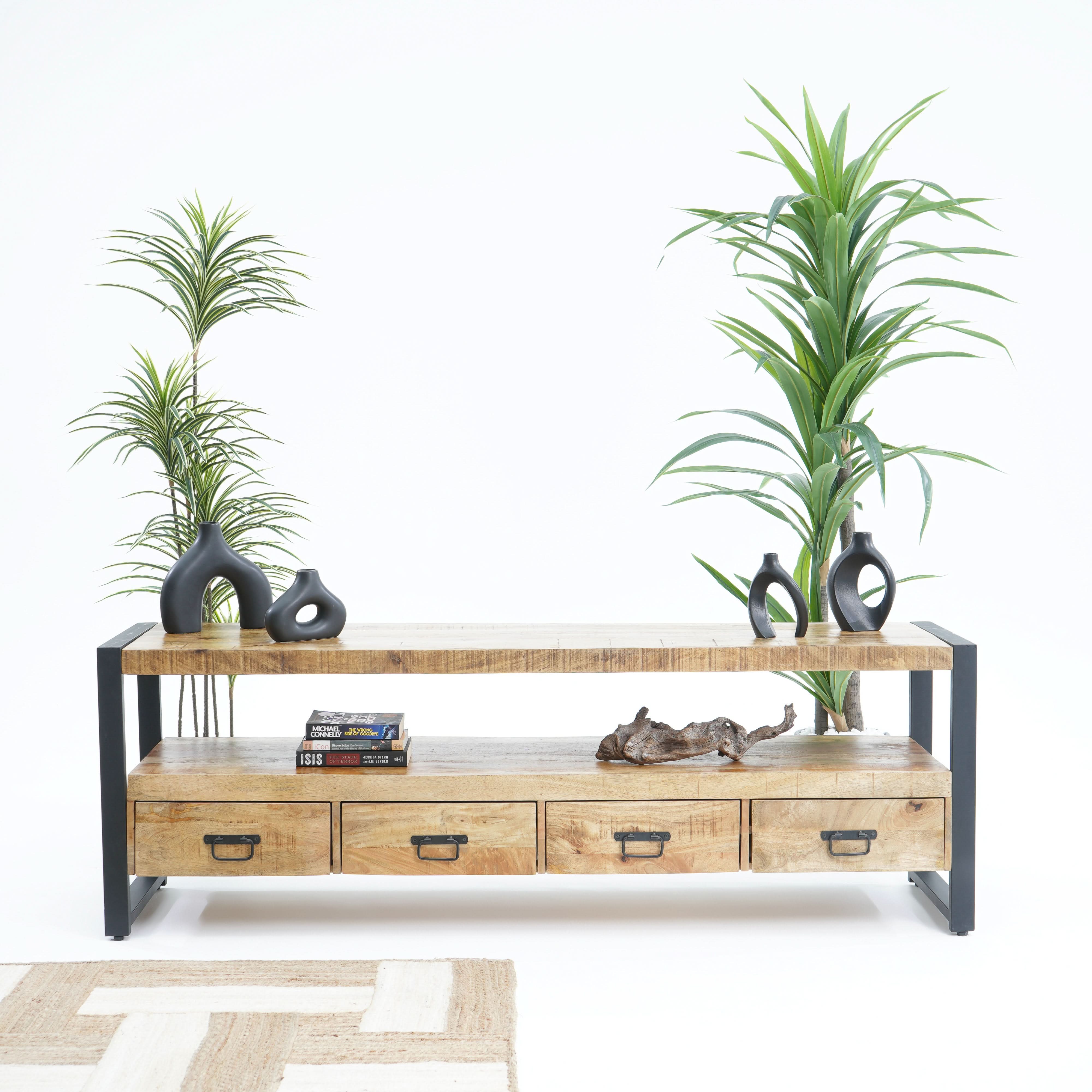 IRONIX WOODEN FOUR DRAWER TV STAND - Art and craft furniture