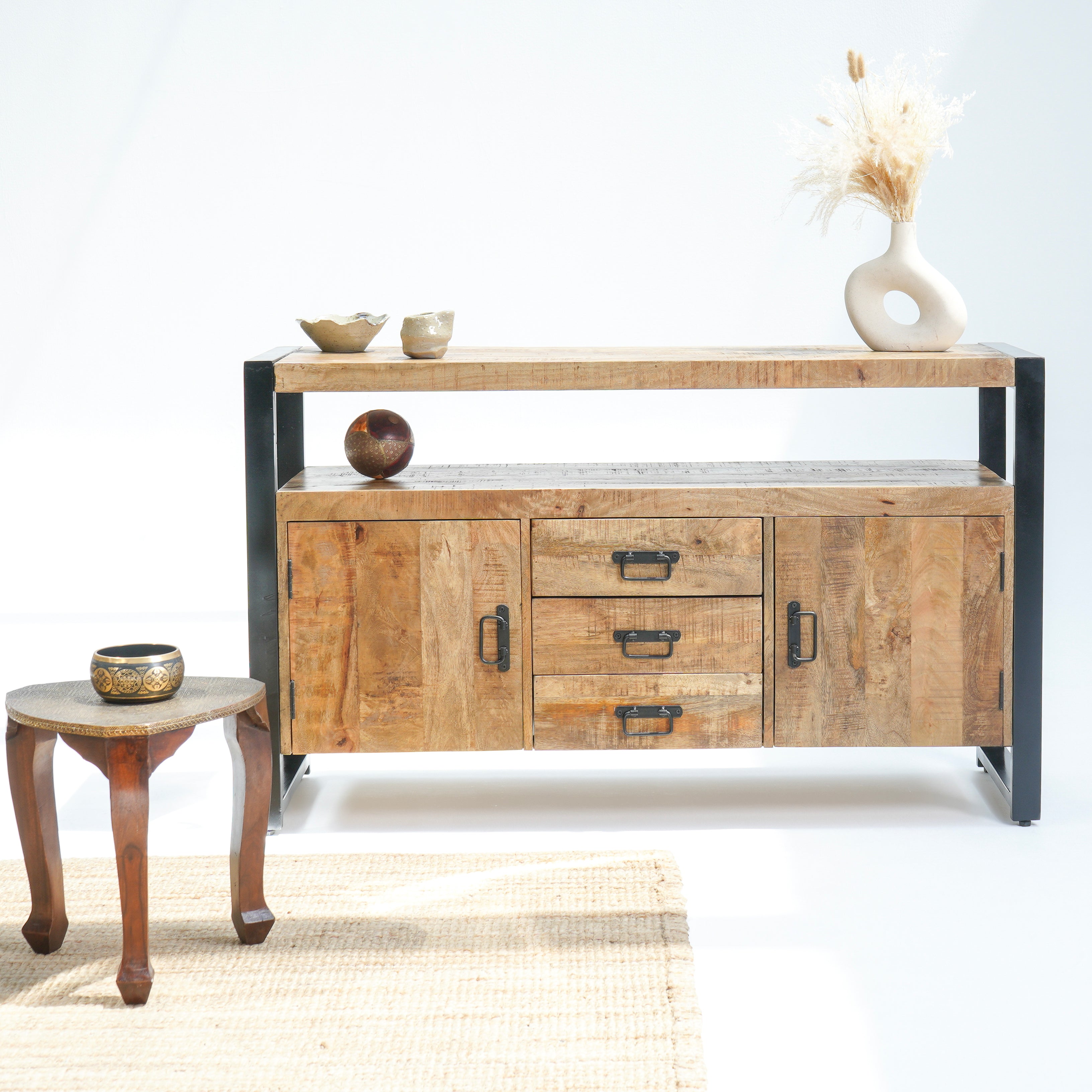 Vienna two door three drawer industrial sideboard