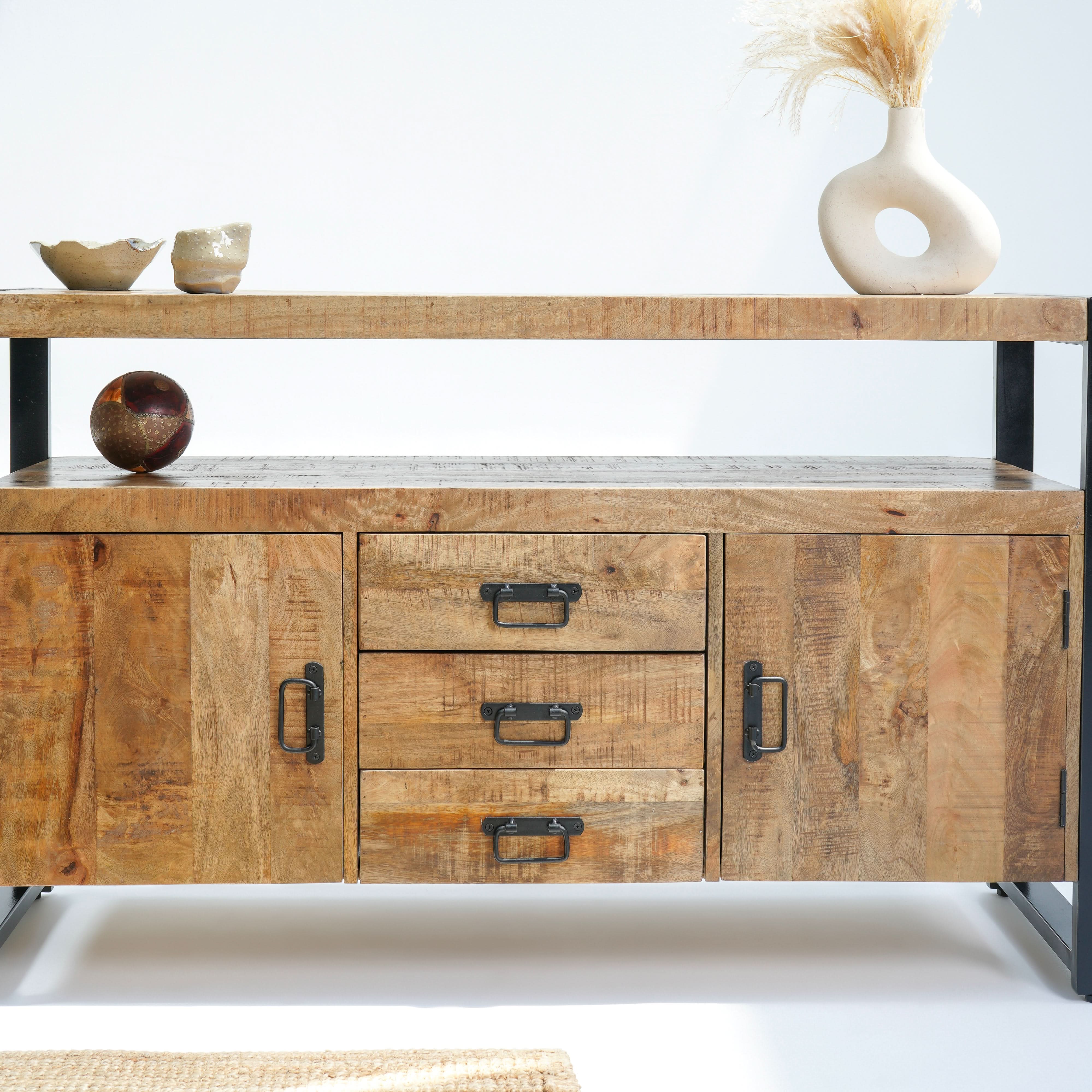 VIENNA TWO DOOR THREE DRAWER INDUSTRIAL SIDEBOARD - Art and craft furniture