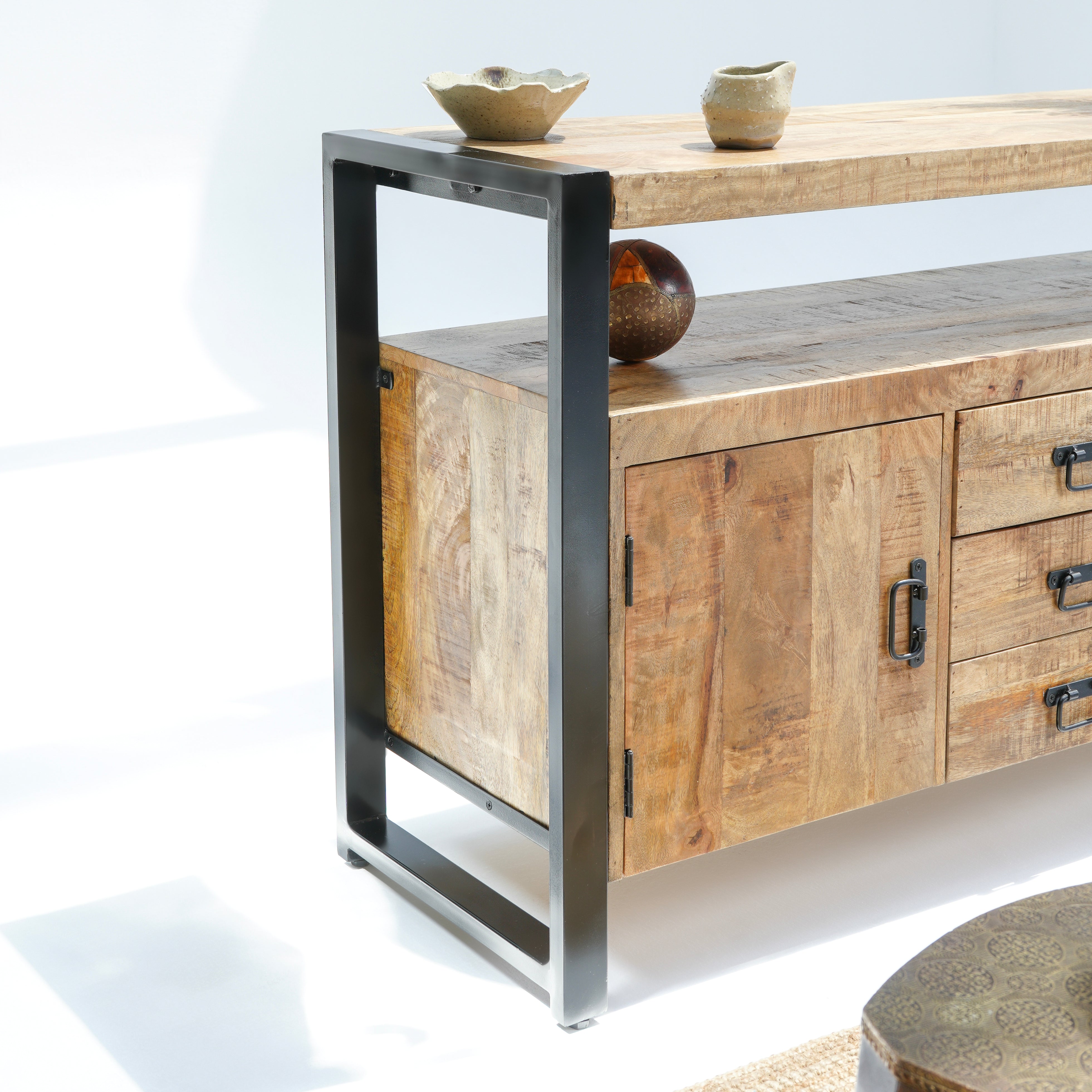 Vienna two door three drawer industrial sideboard