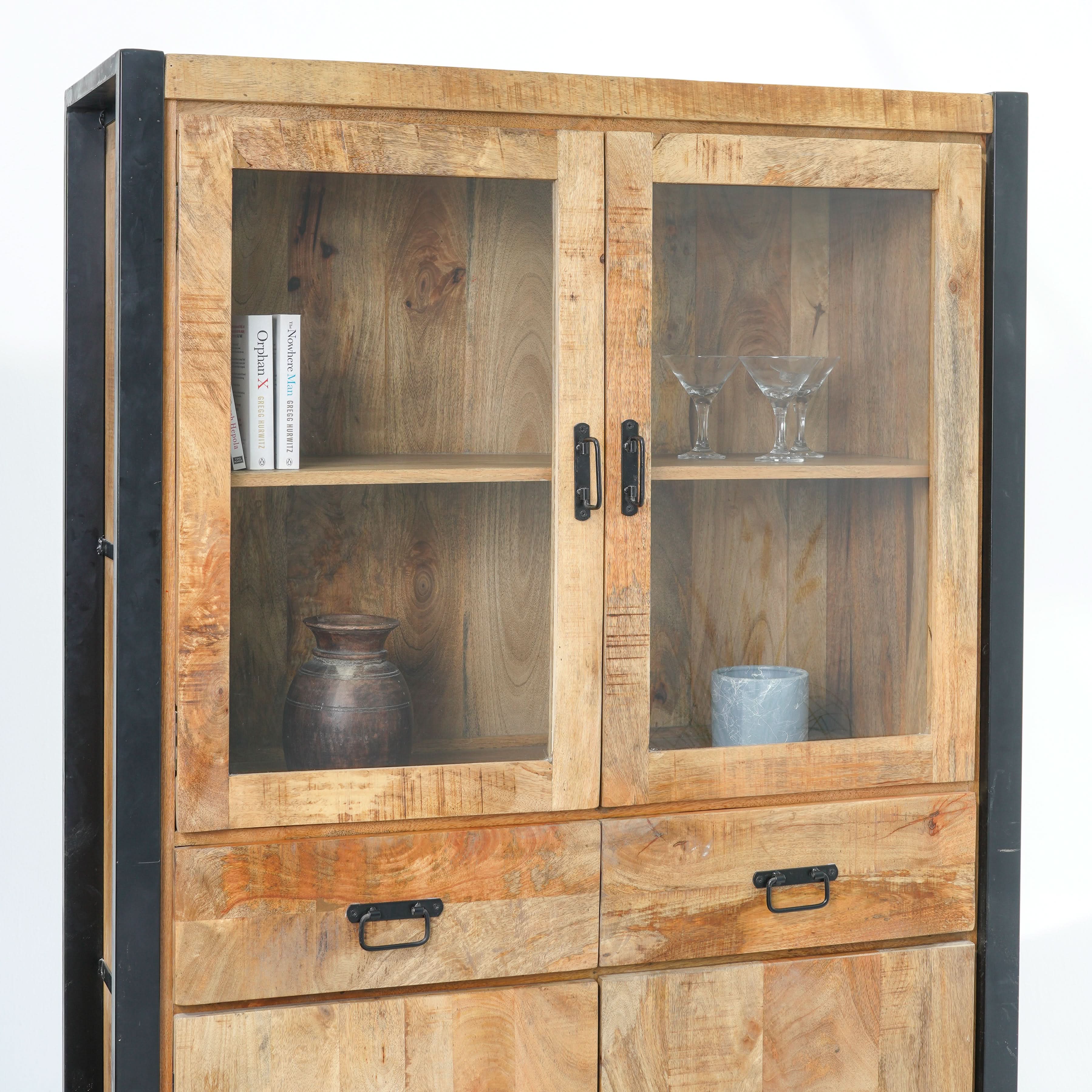 IRONIX WOODEN TWO GLASS DOOR CABINET - Art and craft furniture