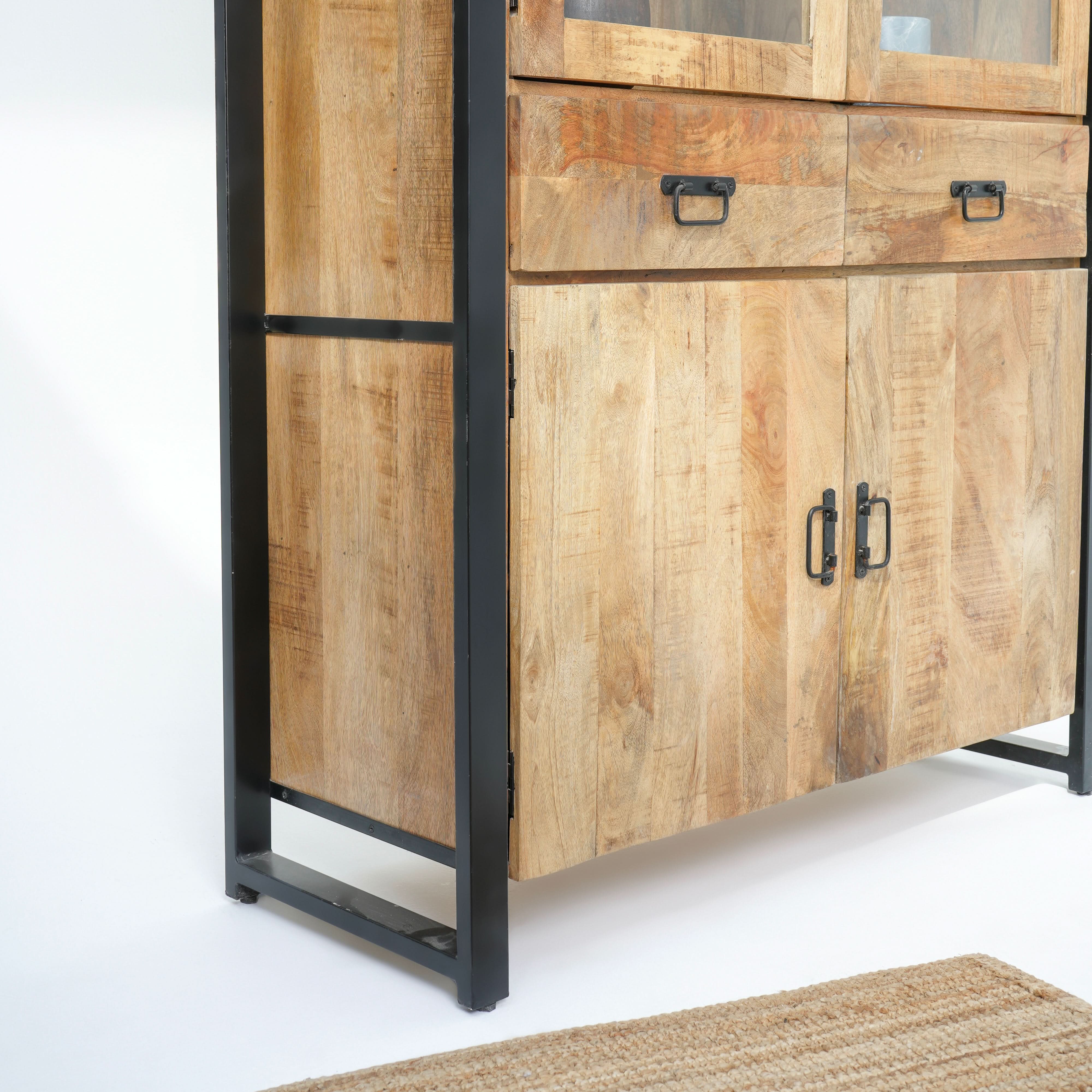 IRONIX WOODEN TWO GLASS DOOR CABINET - Art and craft furniture