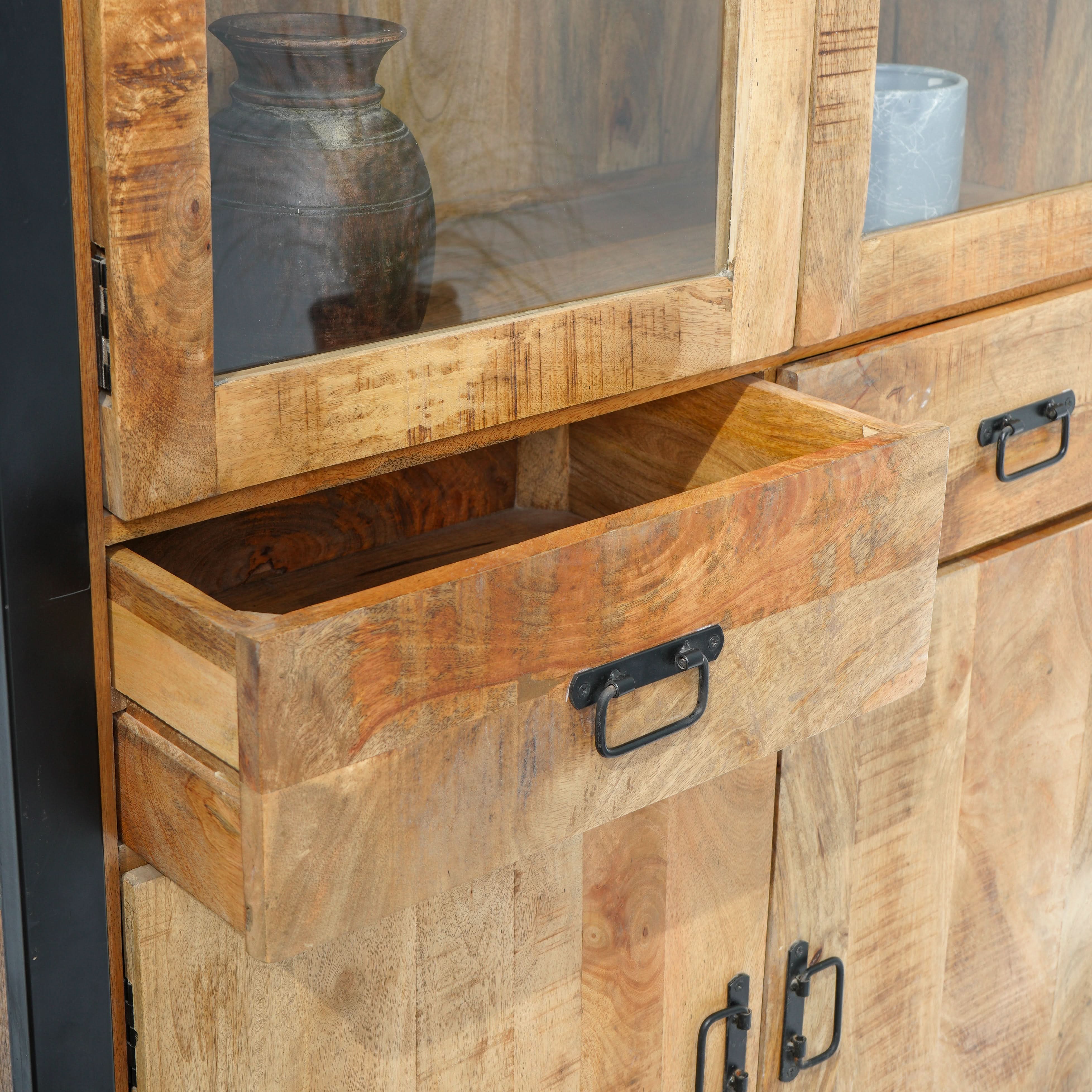 IRONIX WOODEN TWO GLASS DOOR CABINET - Art and craft furniture