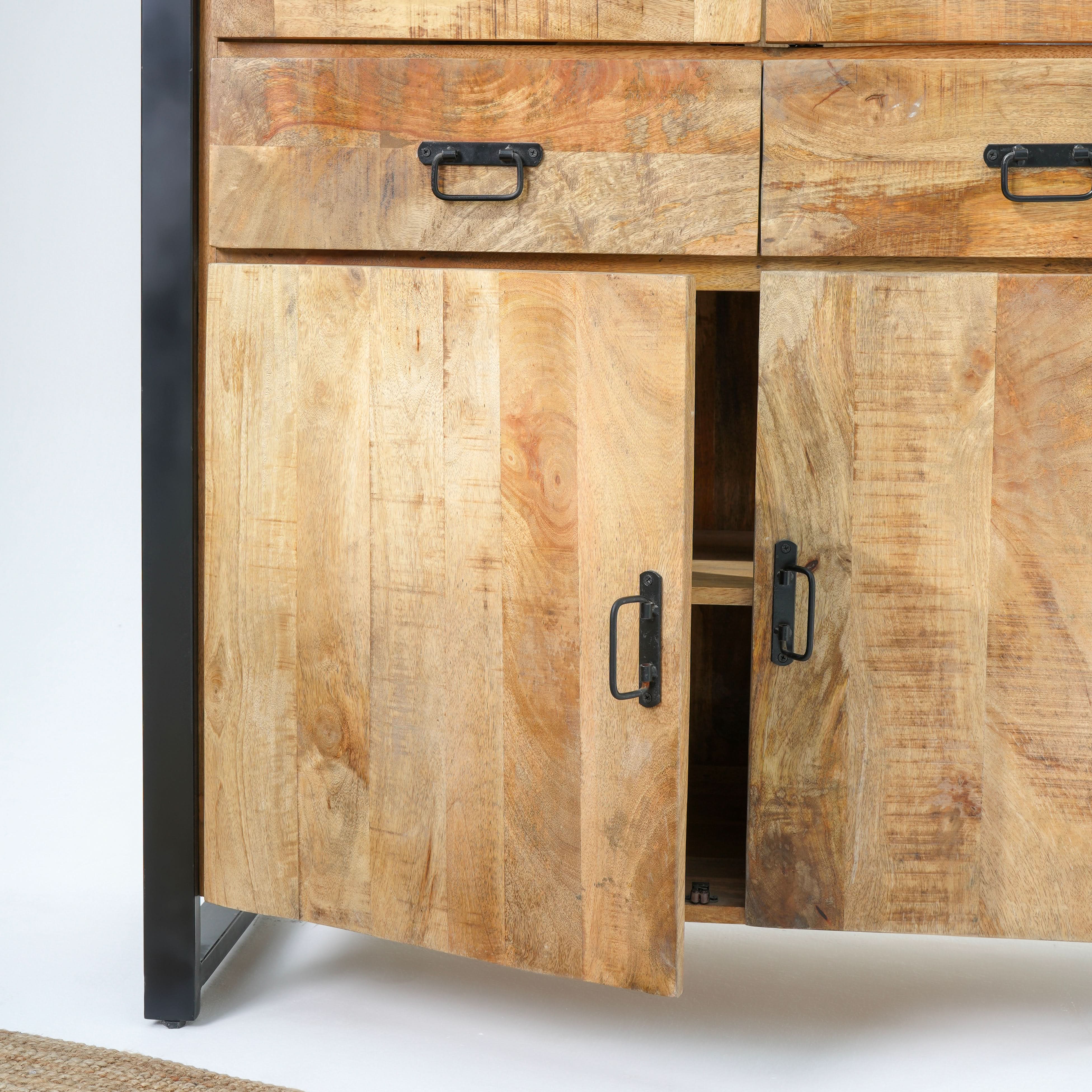 IRONIX WOODEN TWO GLASS DOOR CABINET - Art and craft furniture