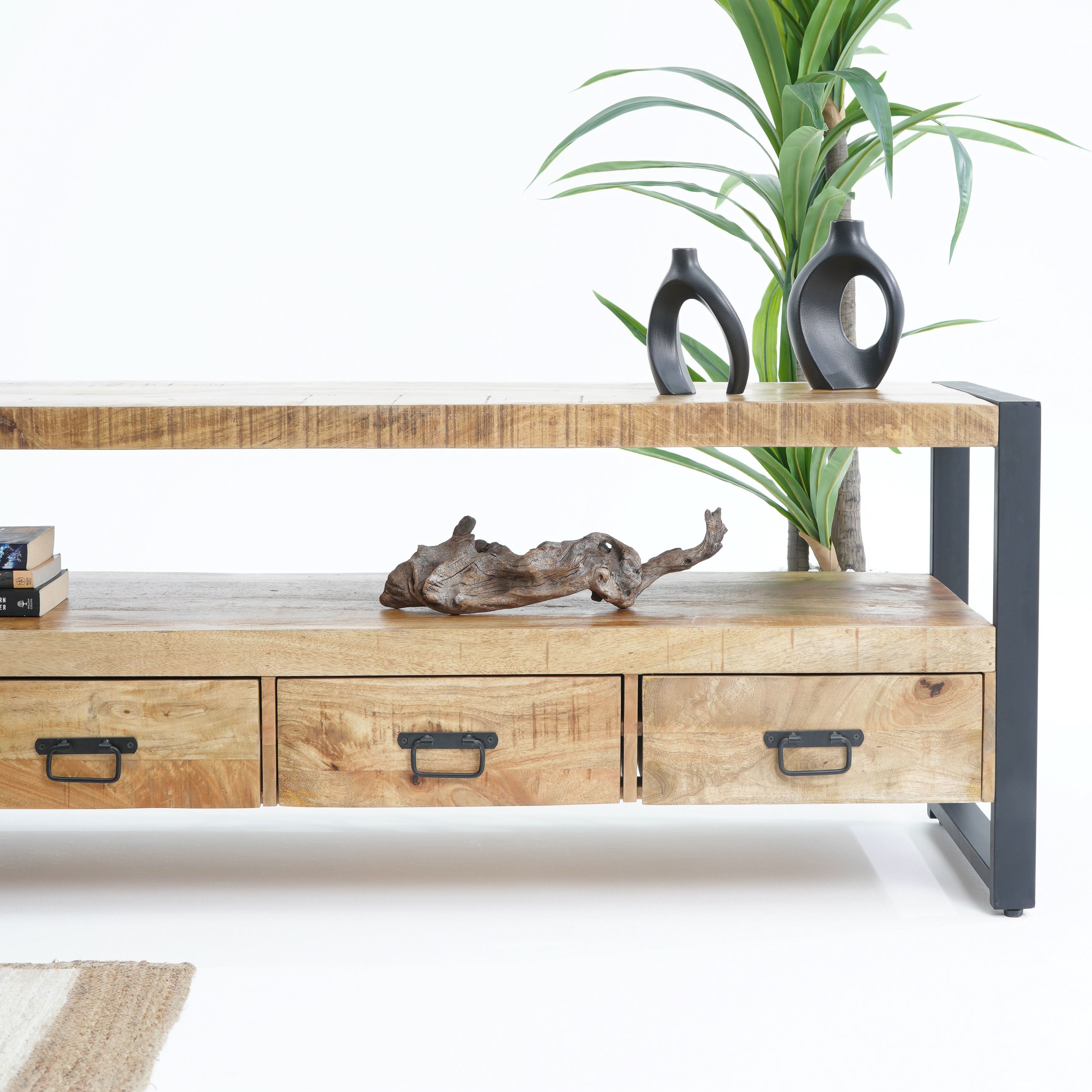 IRONIX WOODEN FOUR DRAWER TV STAND - Art and craft furniture