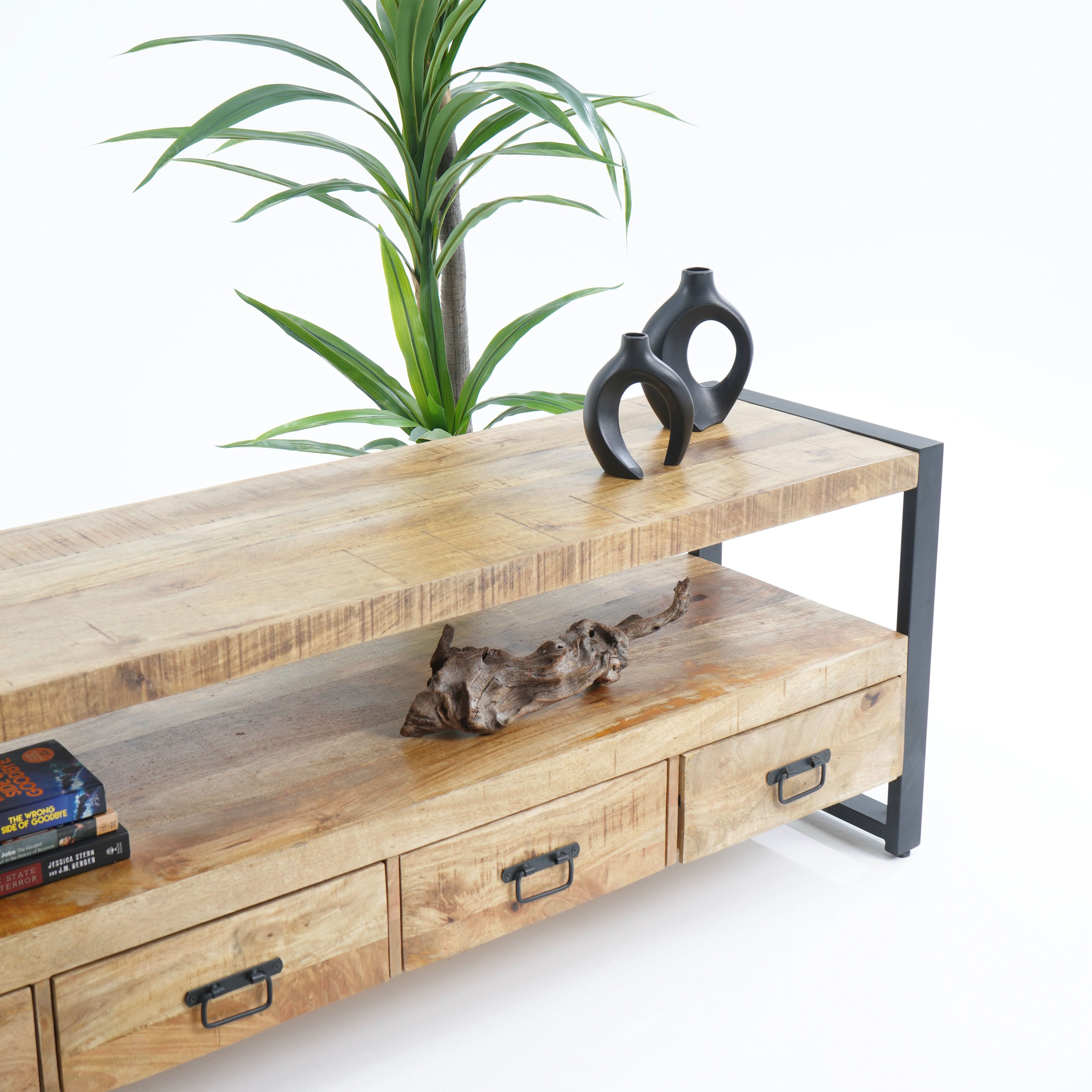 IRONIX WOODEN FOUR DRAWER TV STAND - Art and craft furniture