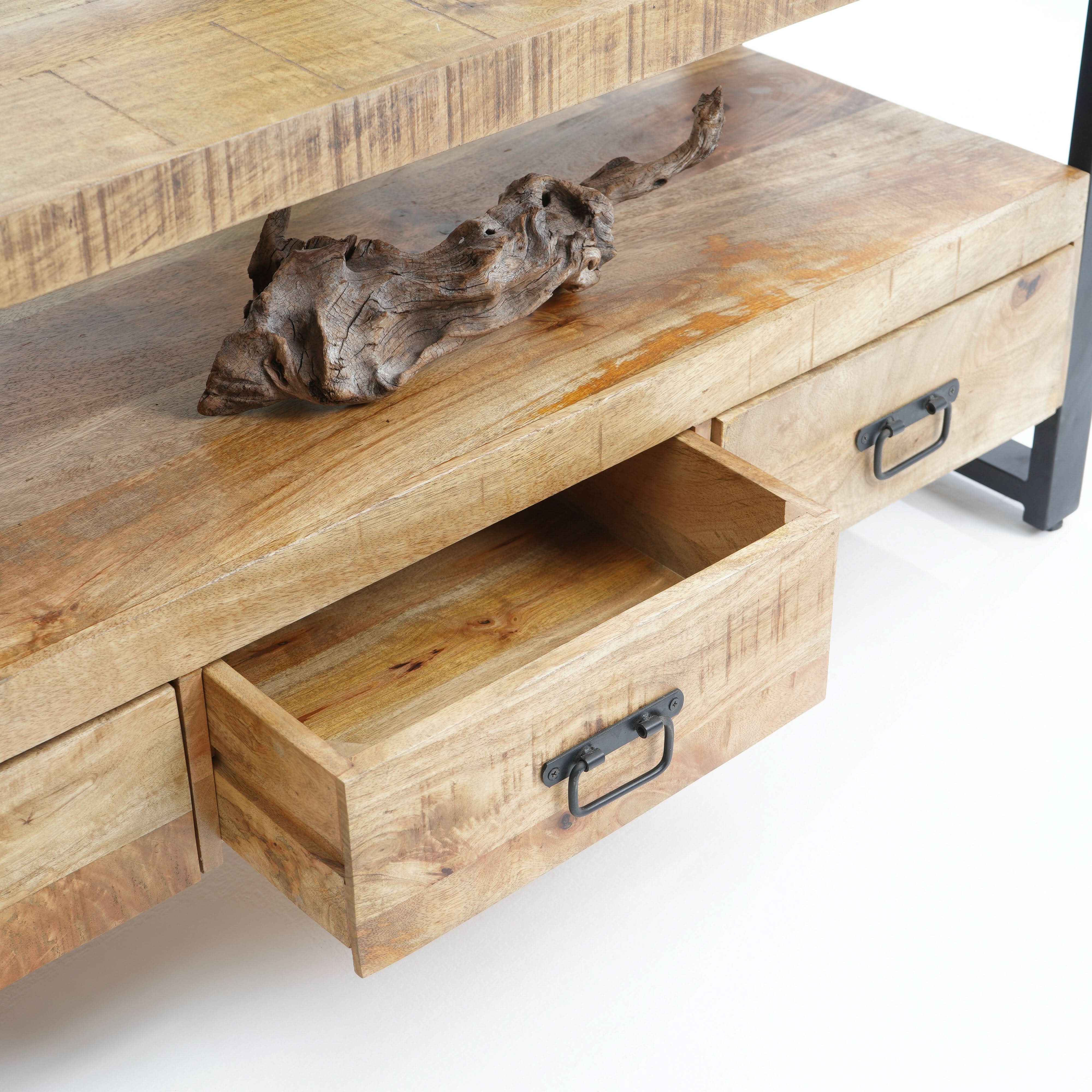 IRONIX WOODEN FOUR DRAWER TV STAND - Art and craft furniture