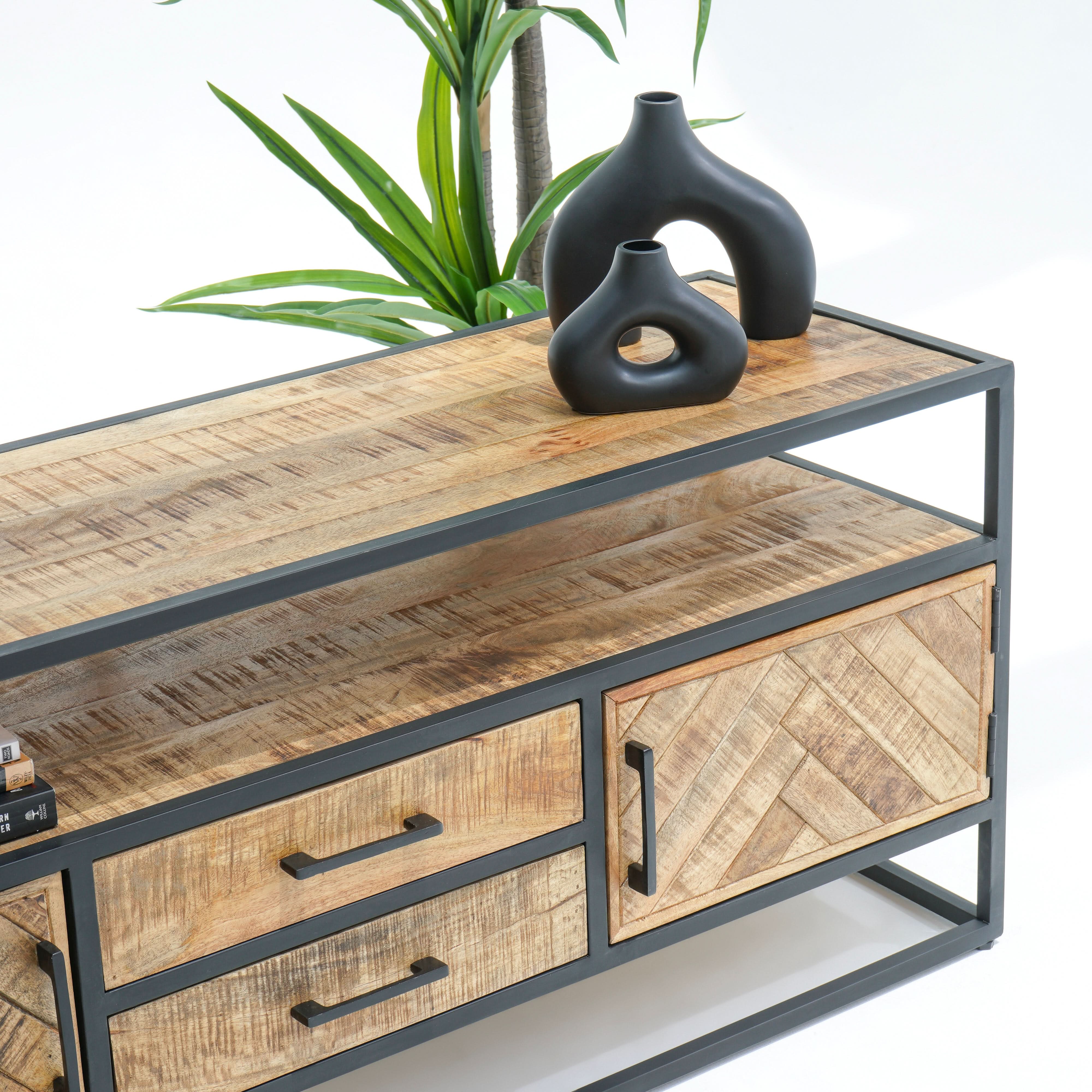 LINEA TWO DRAWER TWO DOOR TV STAND - Art and craft furniture