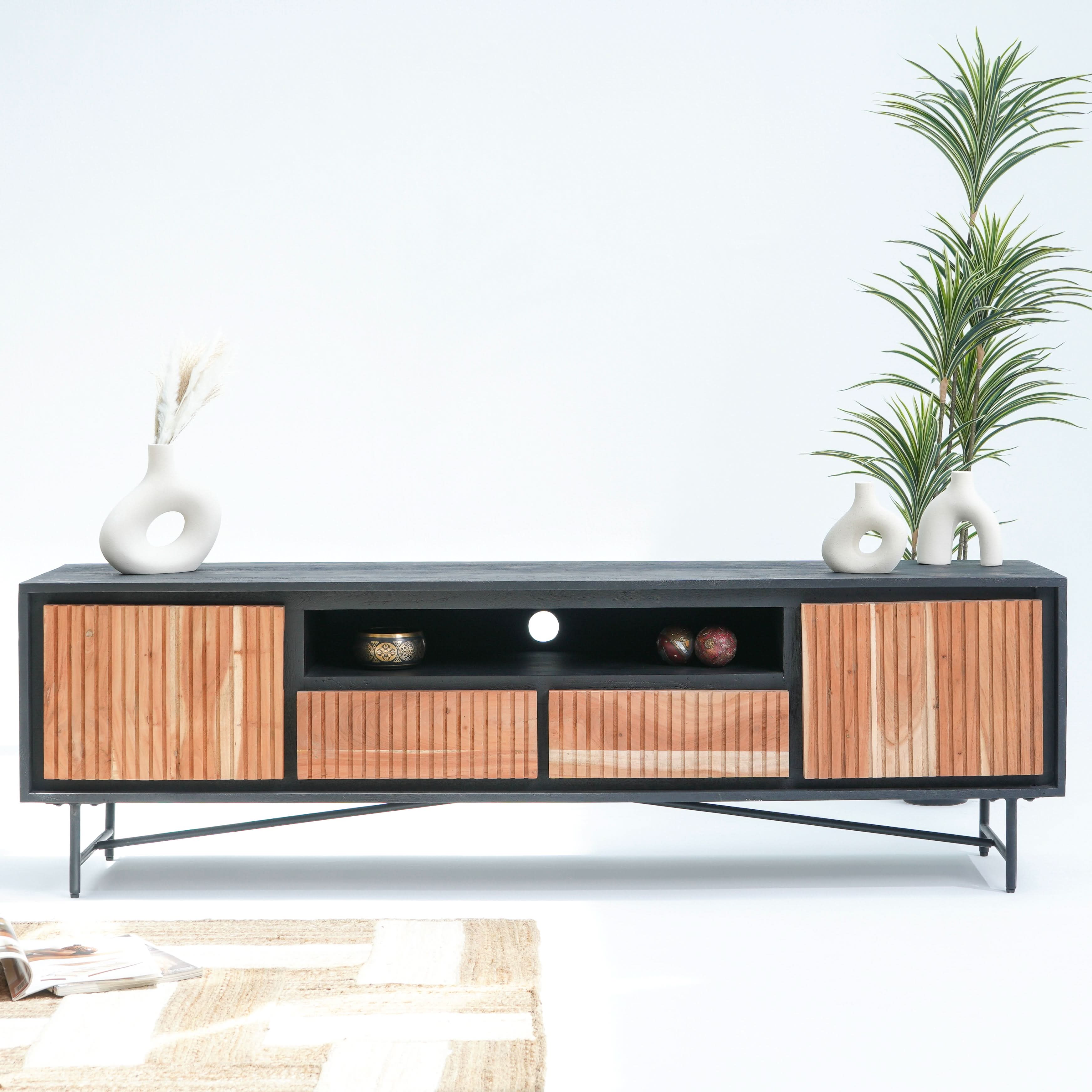 FLORENCE ACACIA TWO DOOR TWO DRAWER TV STAND - Art and craft furniture