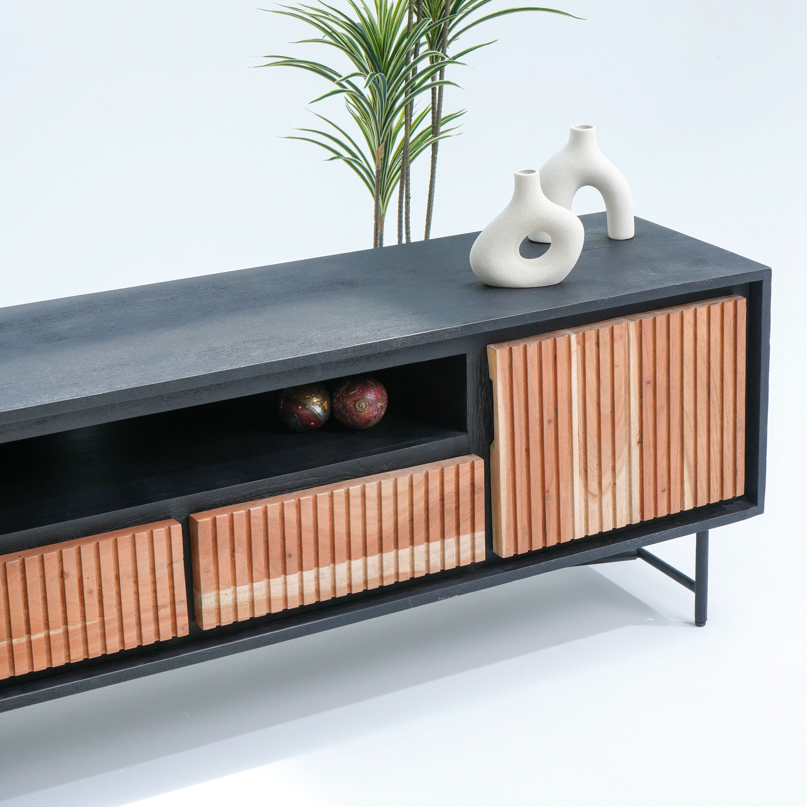 FLORENCE ACACIA TWO DOOR TWO DRAWER TV STAND - Art and craft furniture