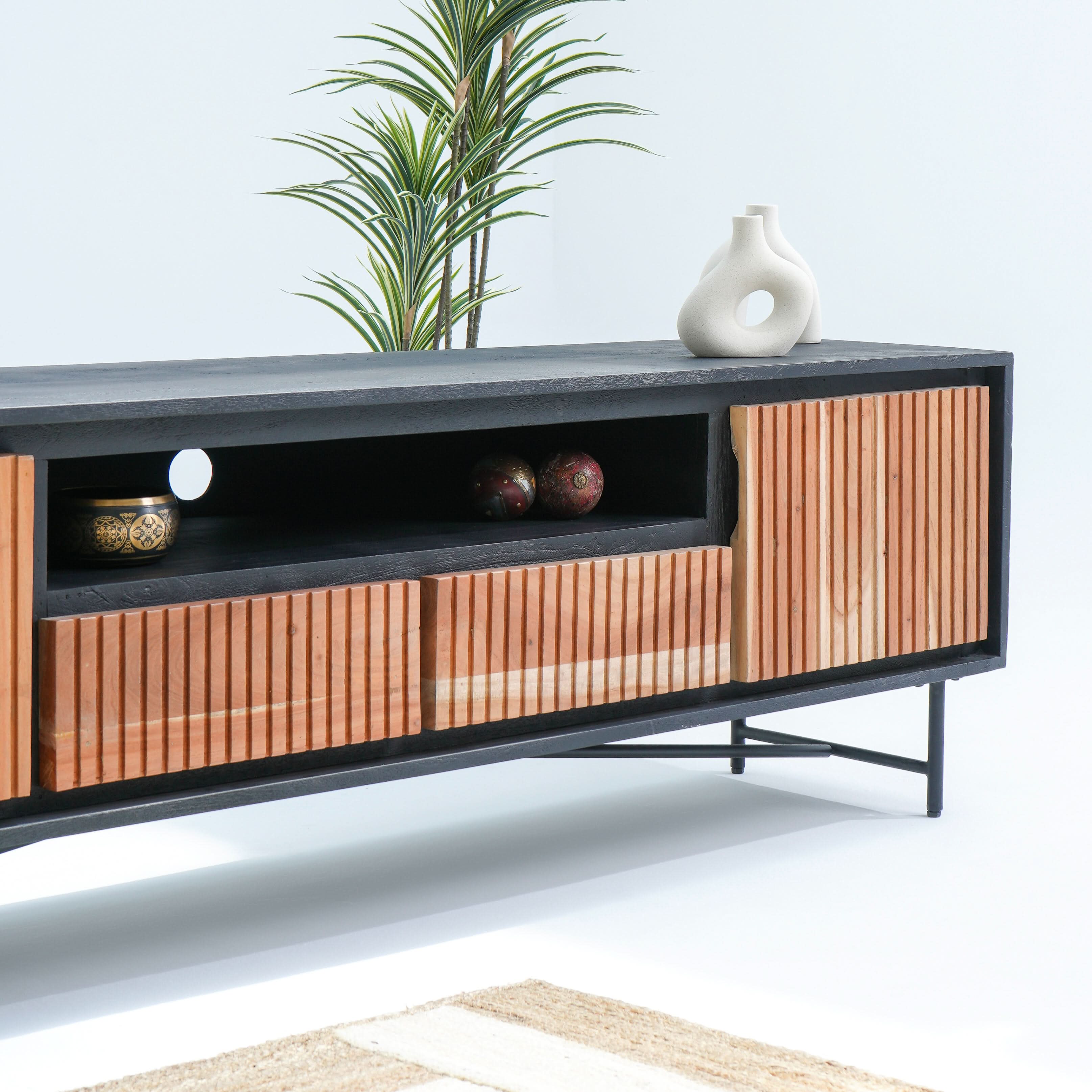 FLORENCE ACACIA TWO DOOR TWO DRAWER TV STAND - Art and craft furniture
