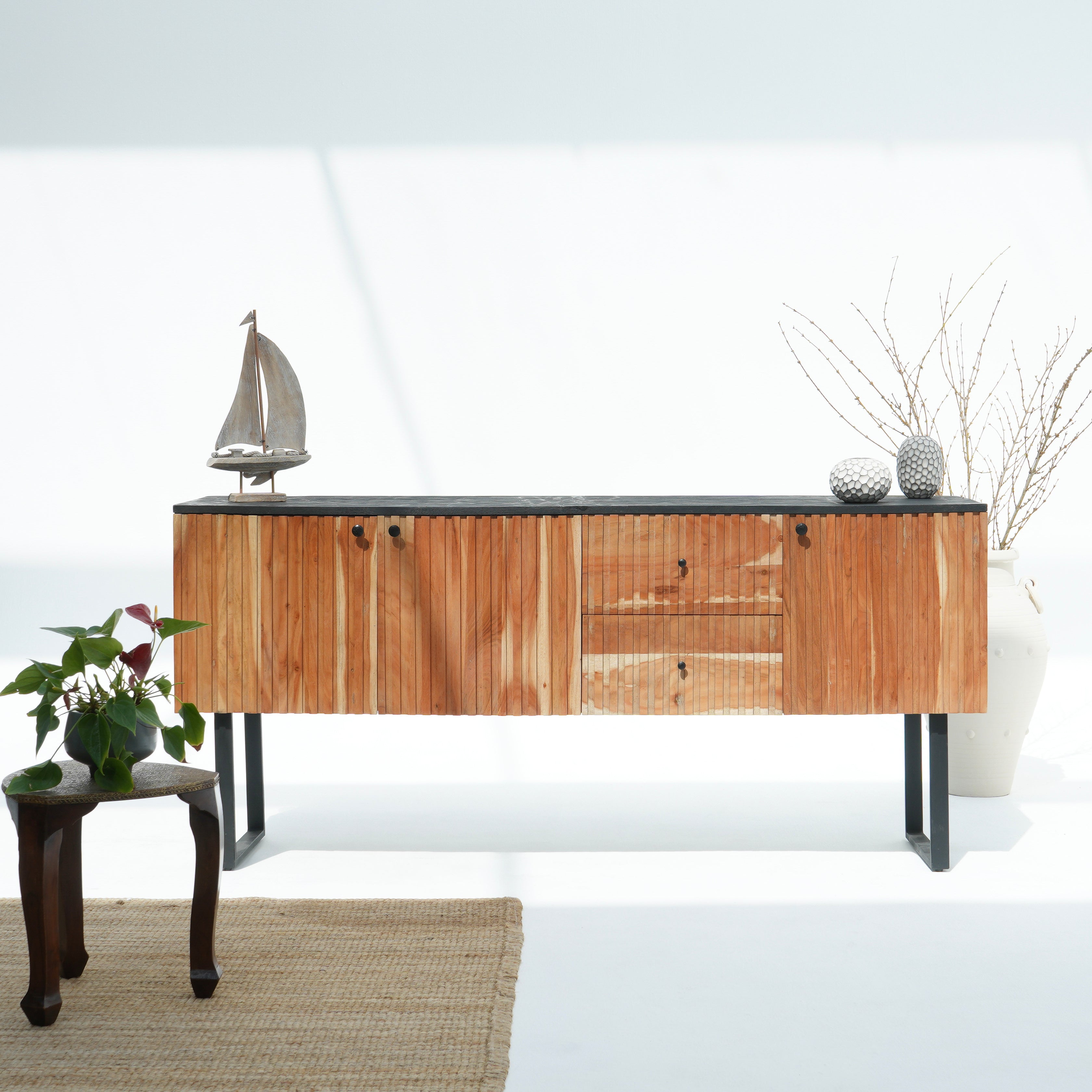 Novara acacia wood lining sideboard