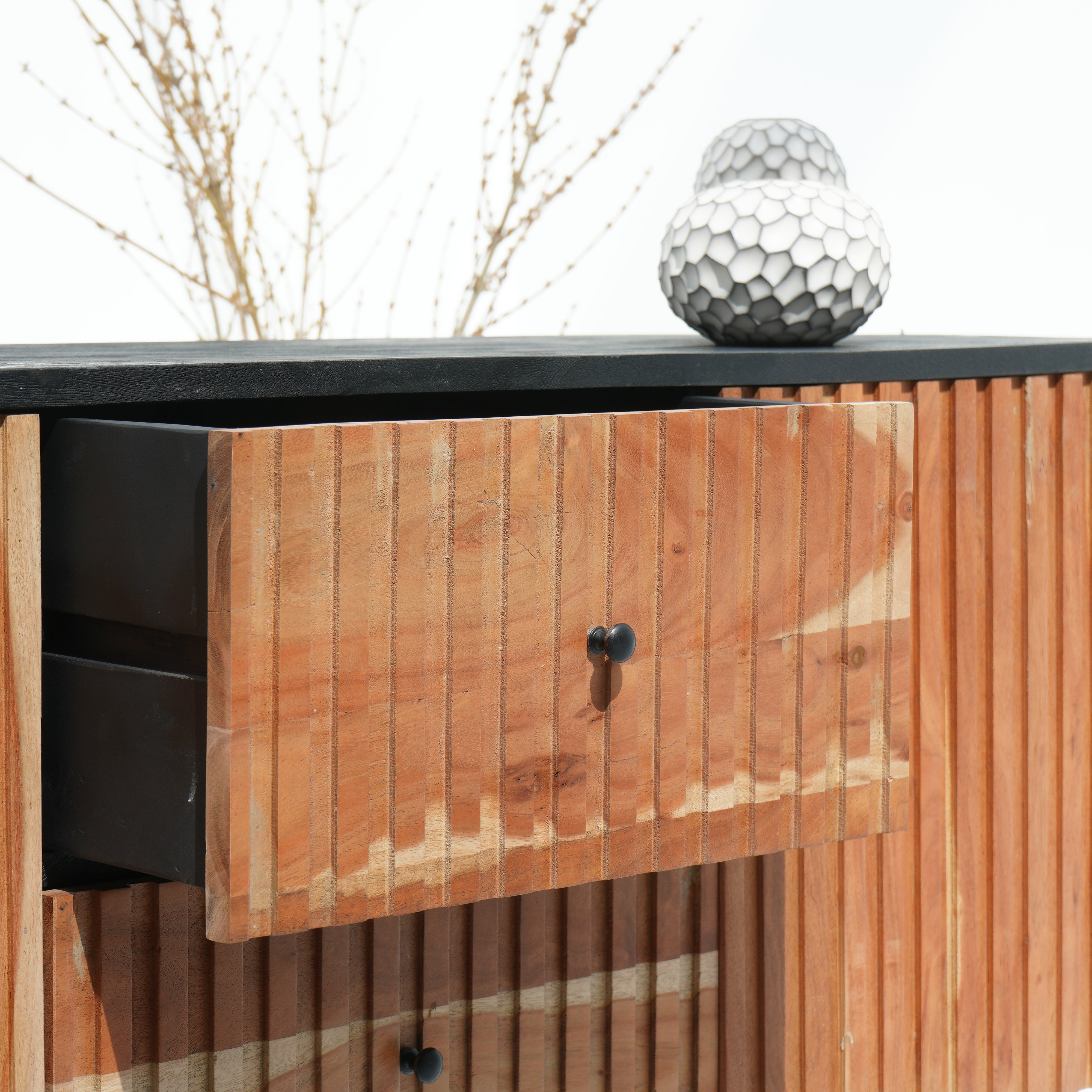 Novara acacia wood lining sideboard