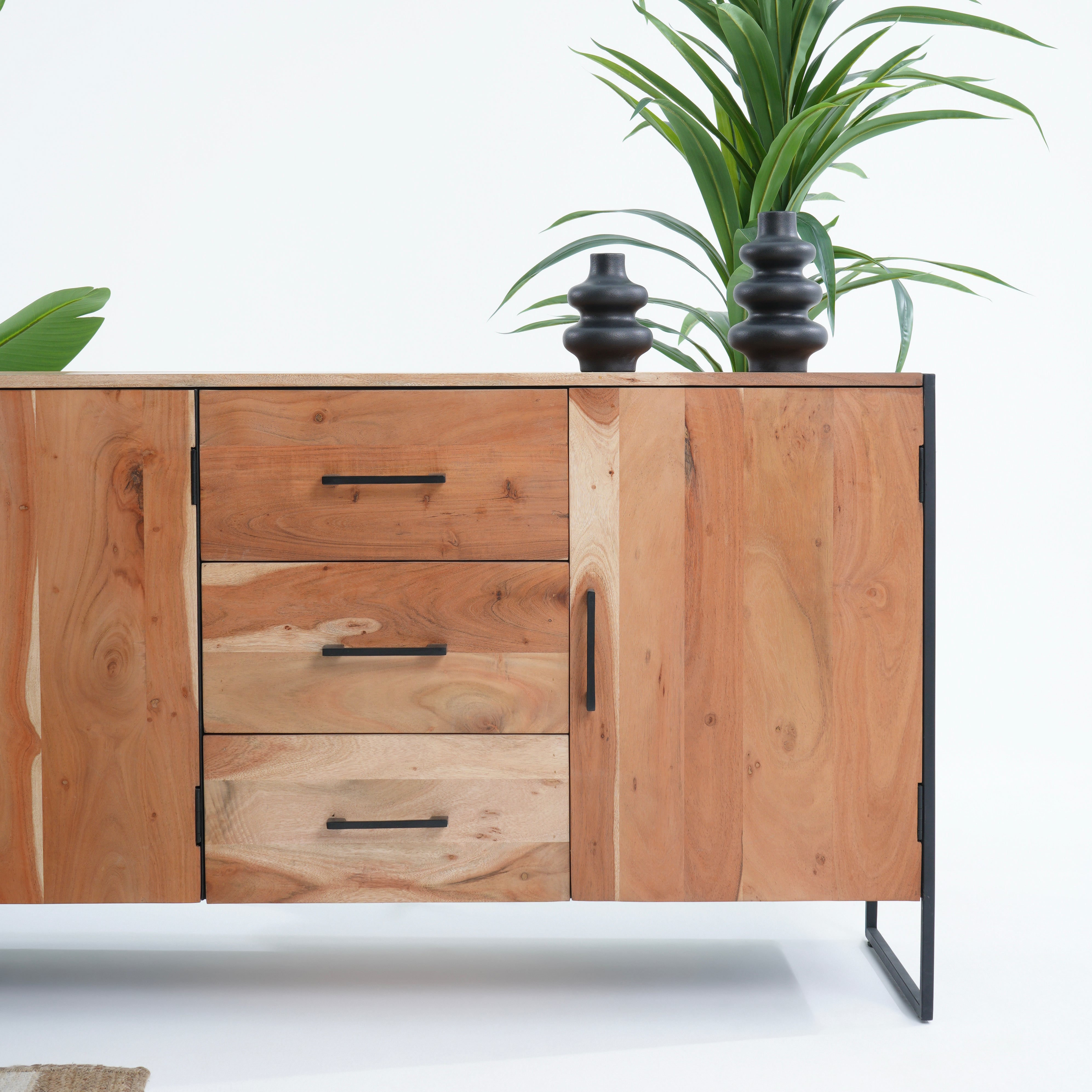 Villeneuve acacia three door three drawer sideboard