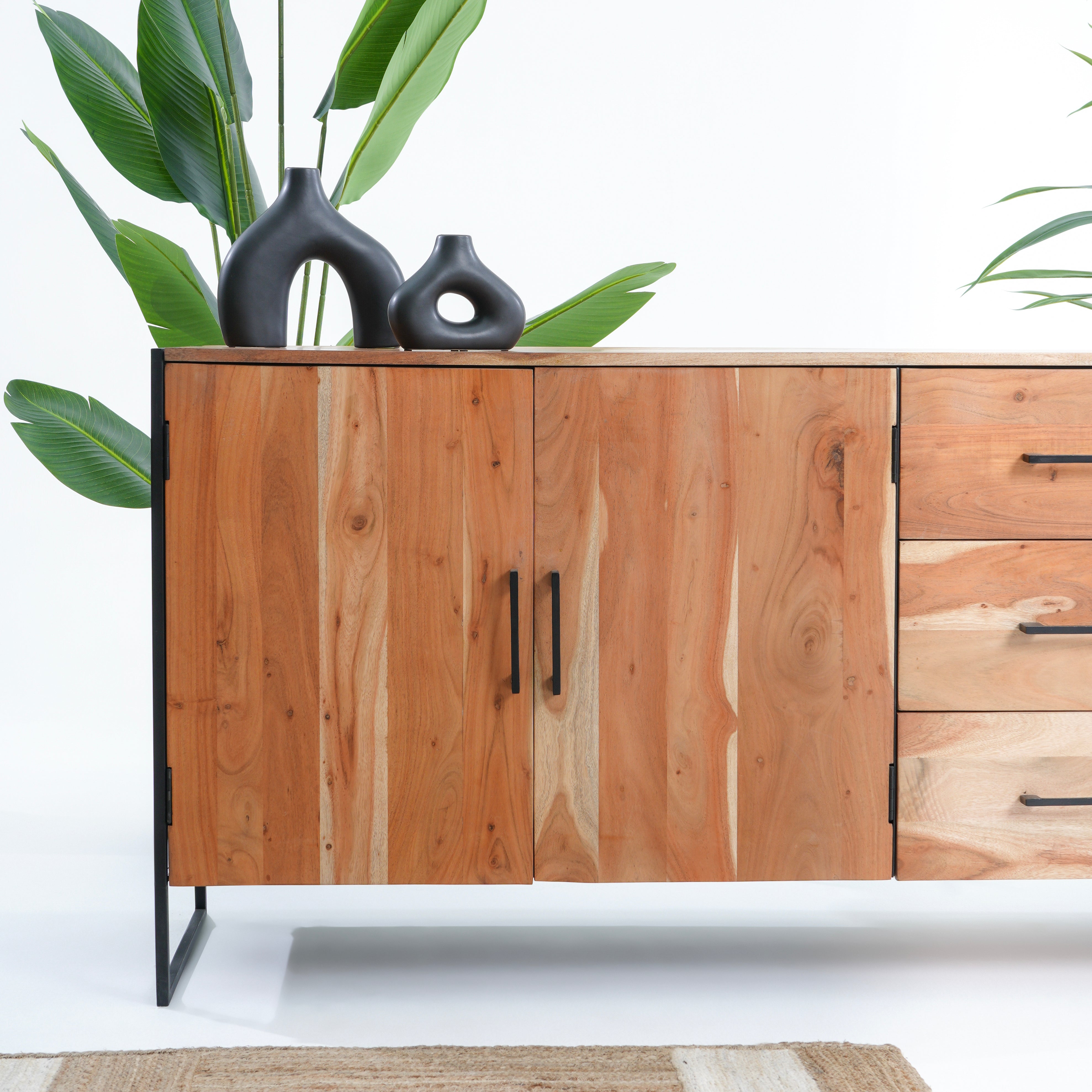 Villeneuve acacia three door three drawer sideboard