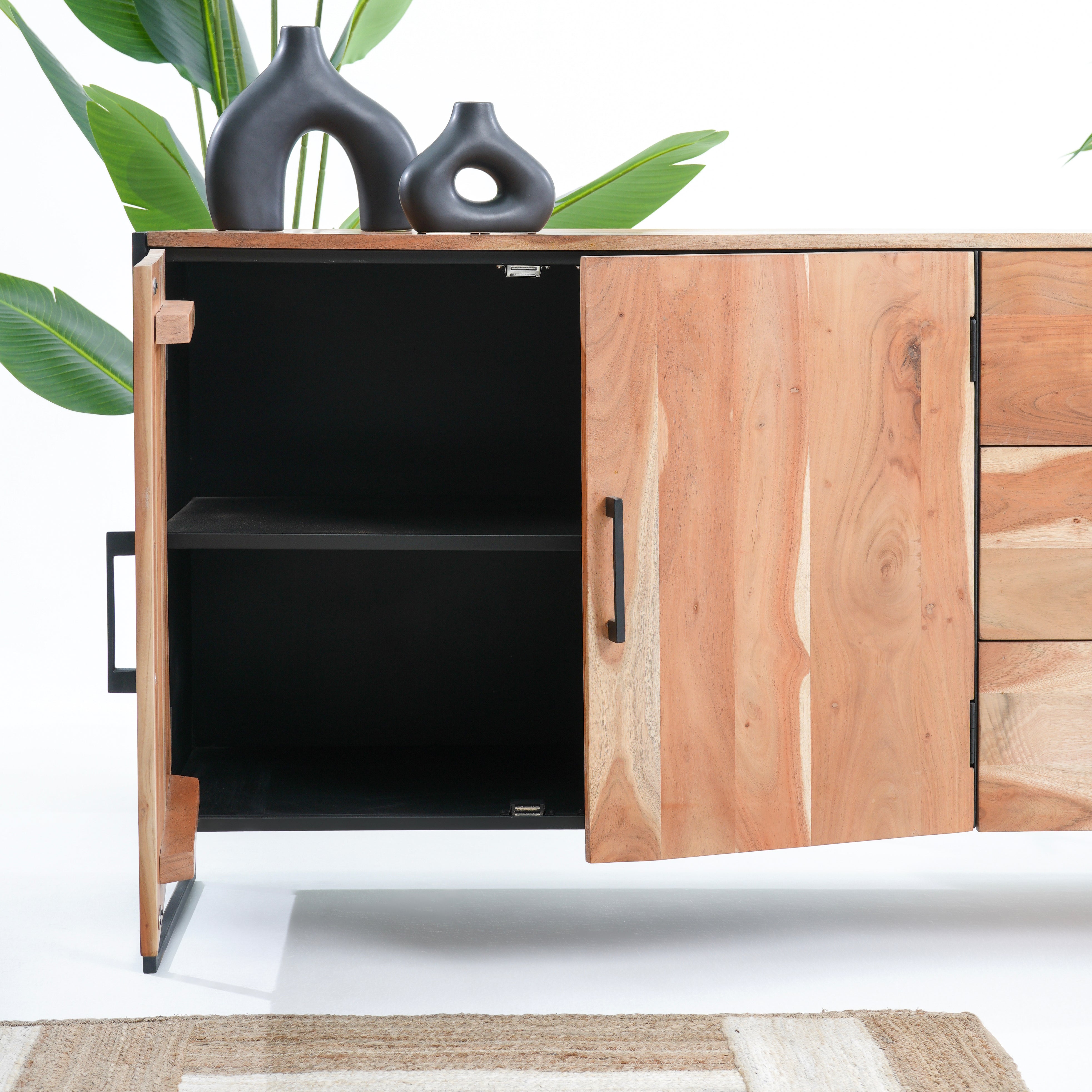 Villeneuve acacia three door three drawer sideboard