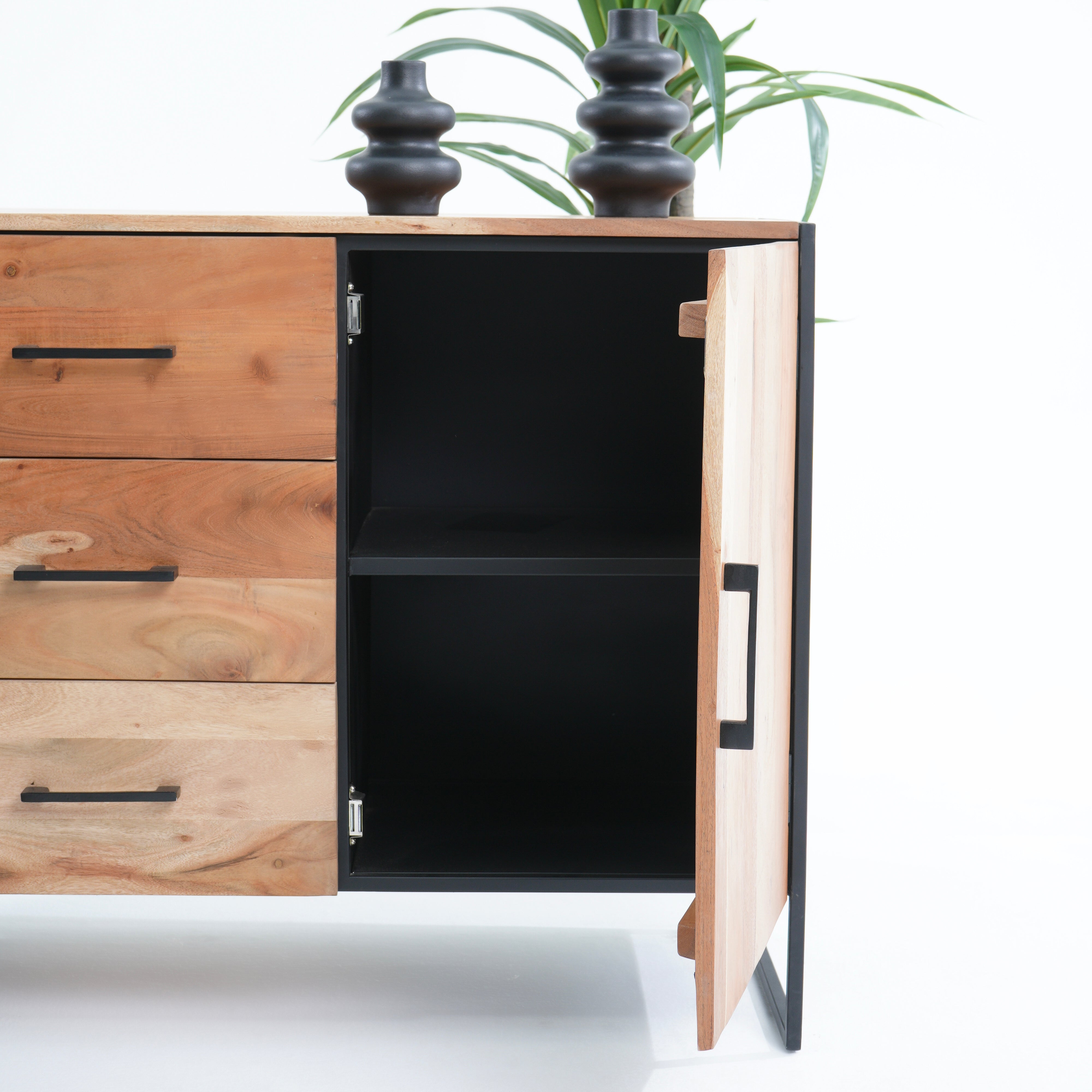 Villeneuve acacia three door three drawer sideboard