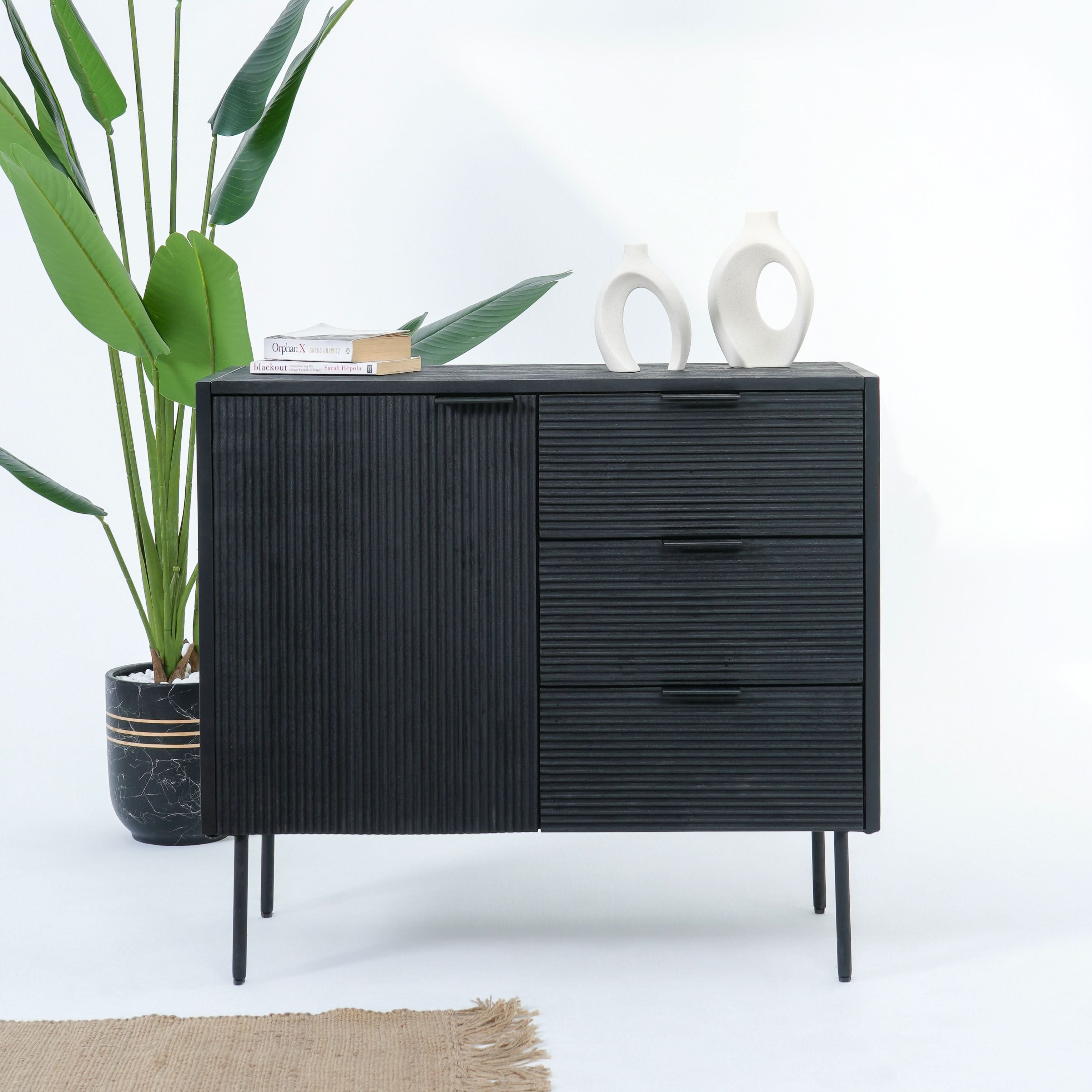 LINWOOD IRON THREE DRAWER ONE DOOR SIDEBOARD - Art and craft furniture