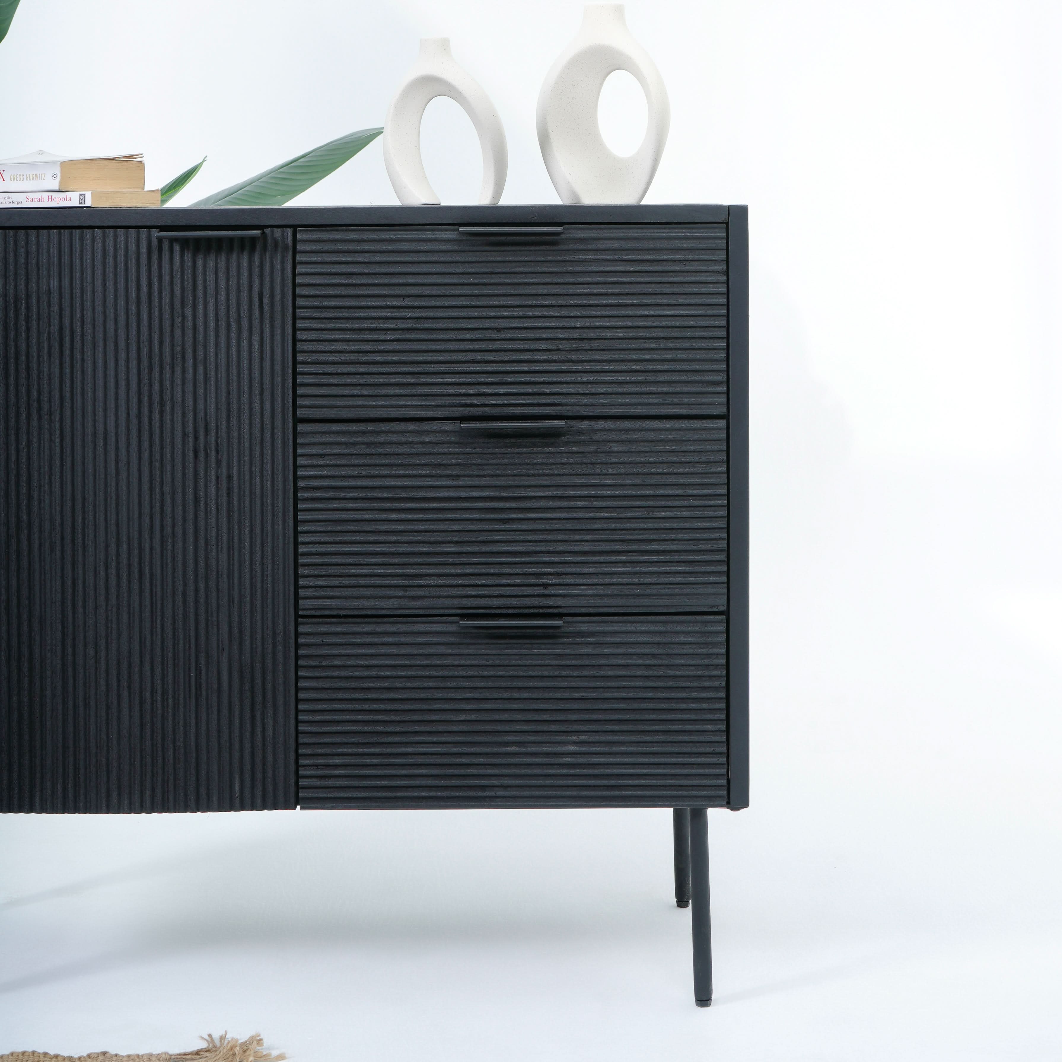 LINWOOD IRON THREE DRAWER ONE DOOR SIDEBOARD - Art and craft furniture